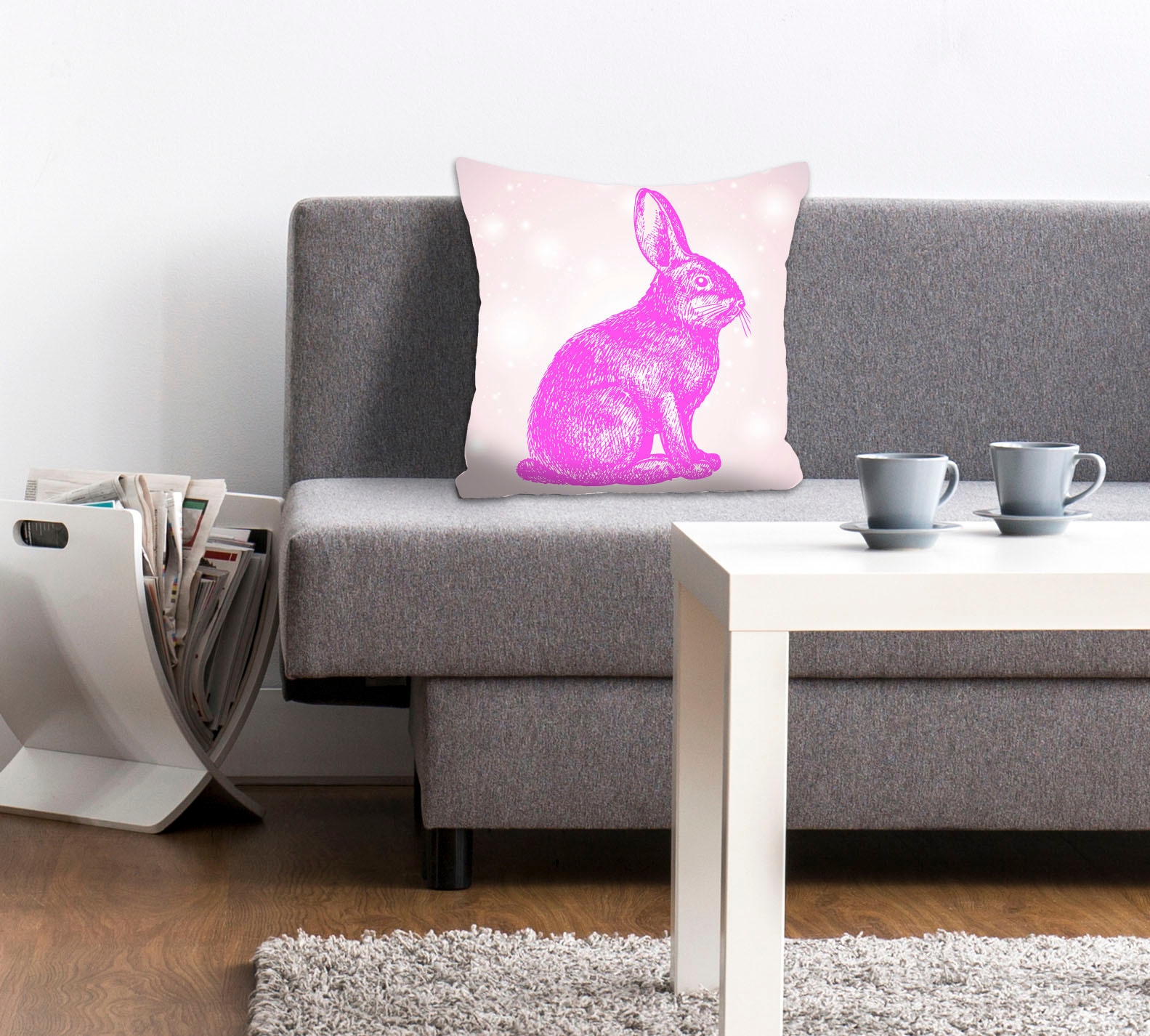 queence Dekokissen »Hugo« mit einem pinken Hasen günstig online kaufen