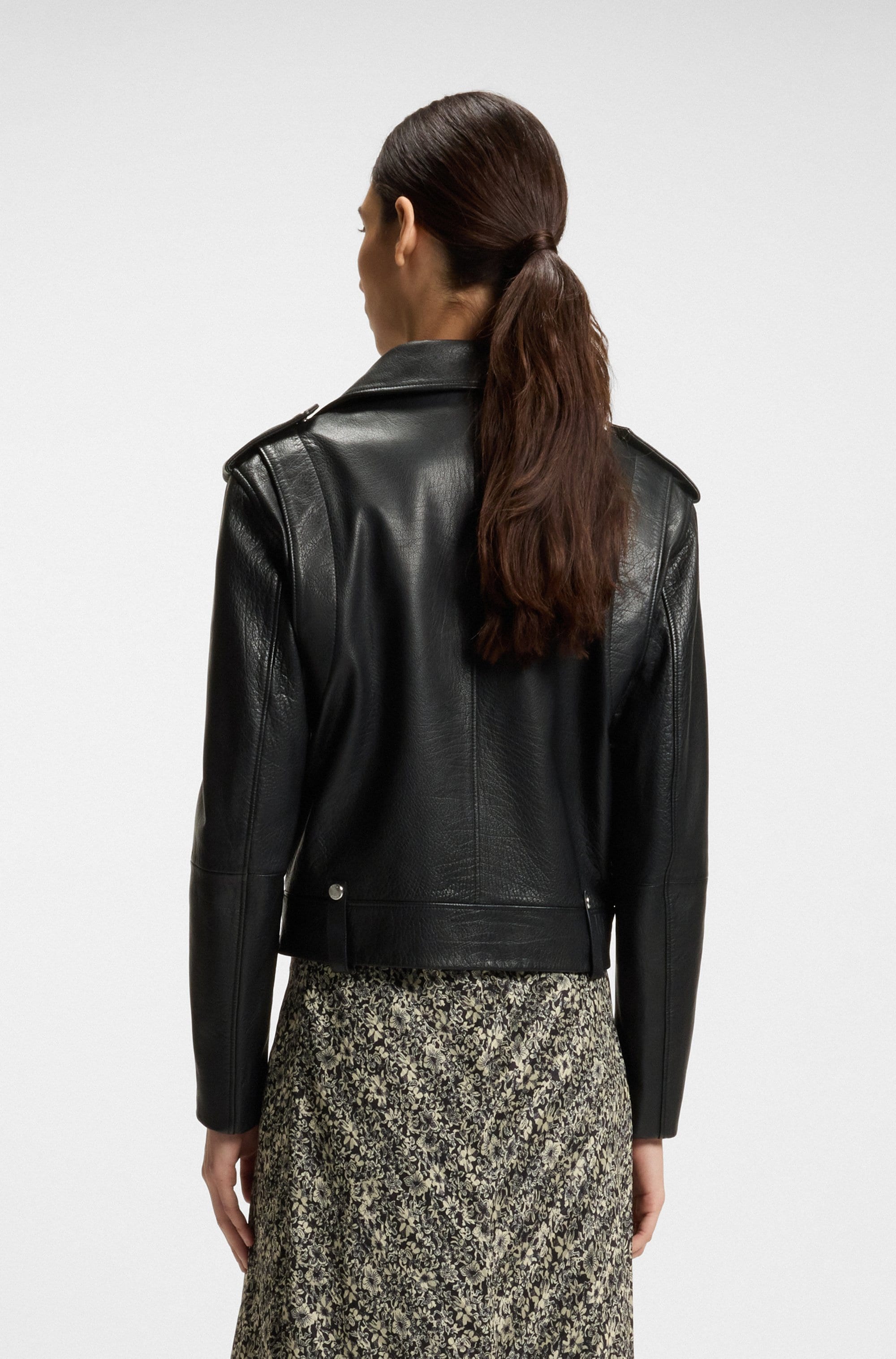 BOSS ORANGE Lederjacke »Sandy Premium Damenmode«, mit genarbter Struktur