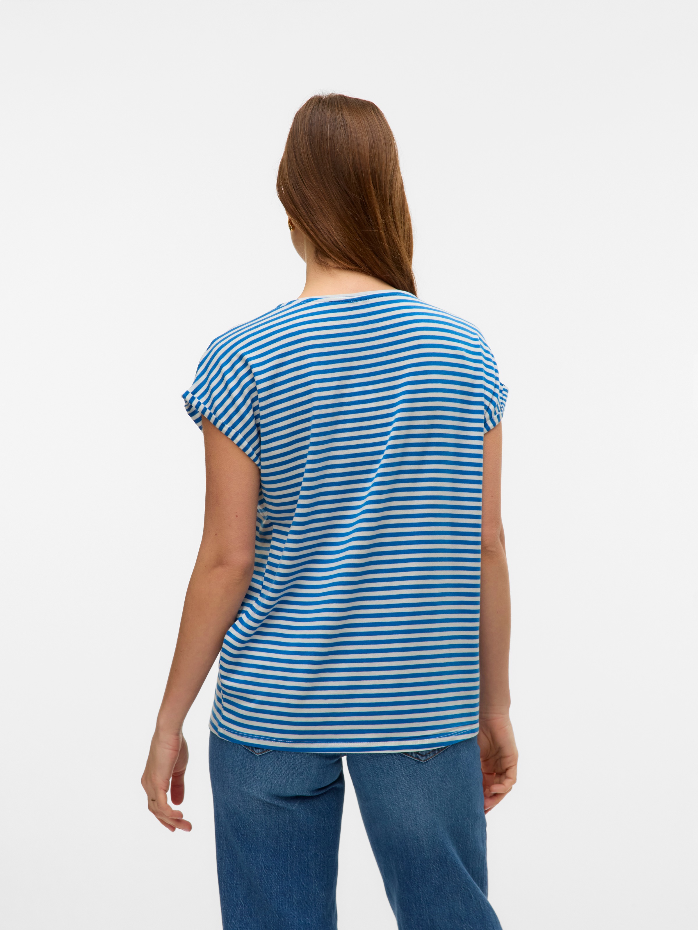 Vero Moda Rundhalsshirt »VMAVA PLAIN SS TOP STRIPE GA JRS NOOS«