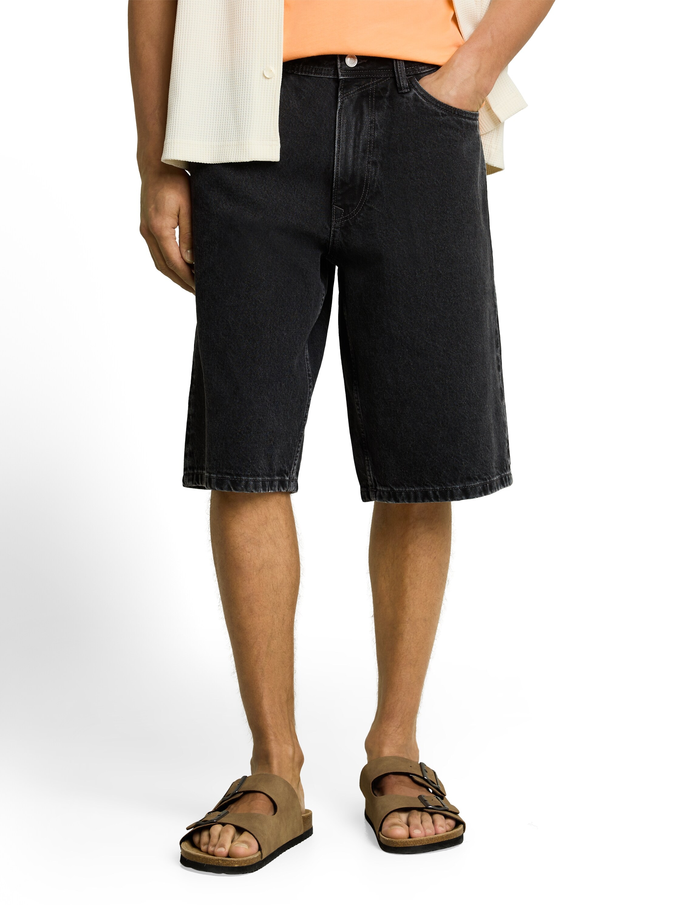 TOM TAILOR Denim Jeansshorts aus Baumwolle, mit Gürtelschlaufen
