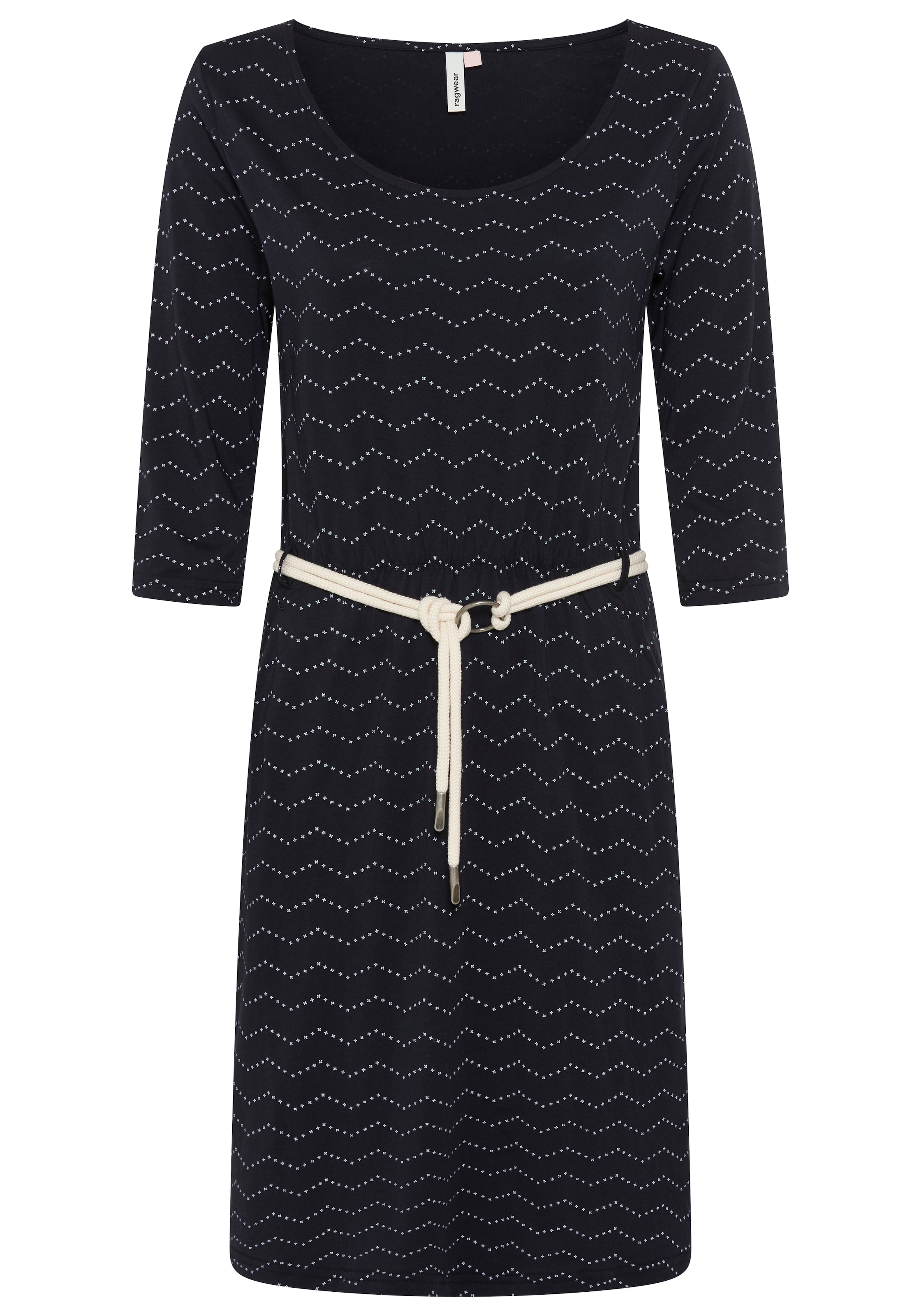 Ragwear Jerseykleid »LILITHA ZIG ZAG O« mit Taillen-Bindegürtel
