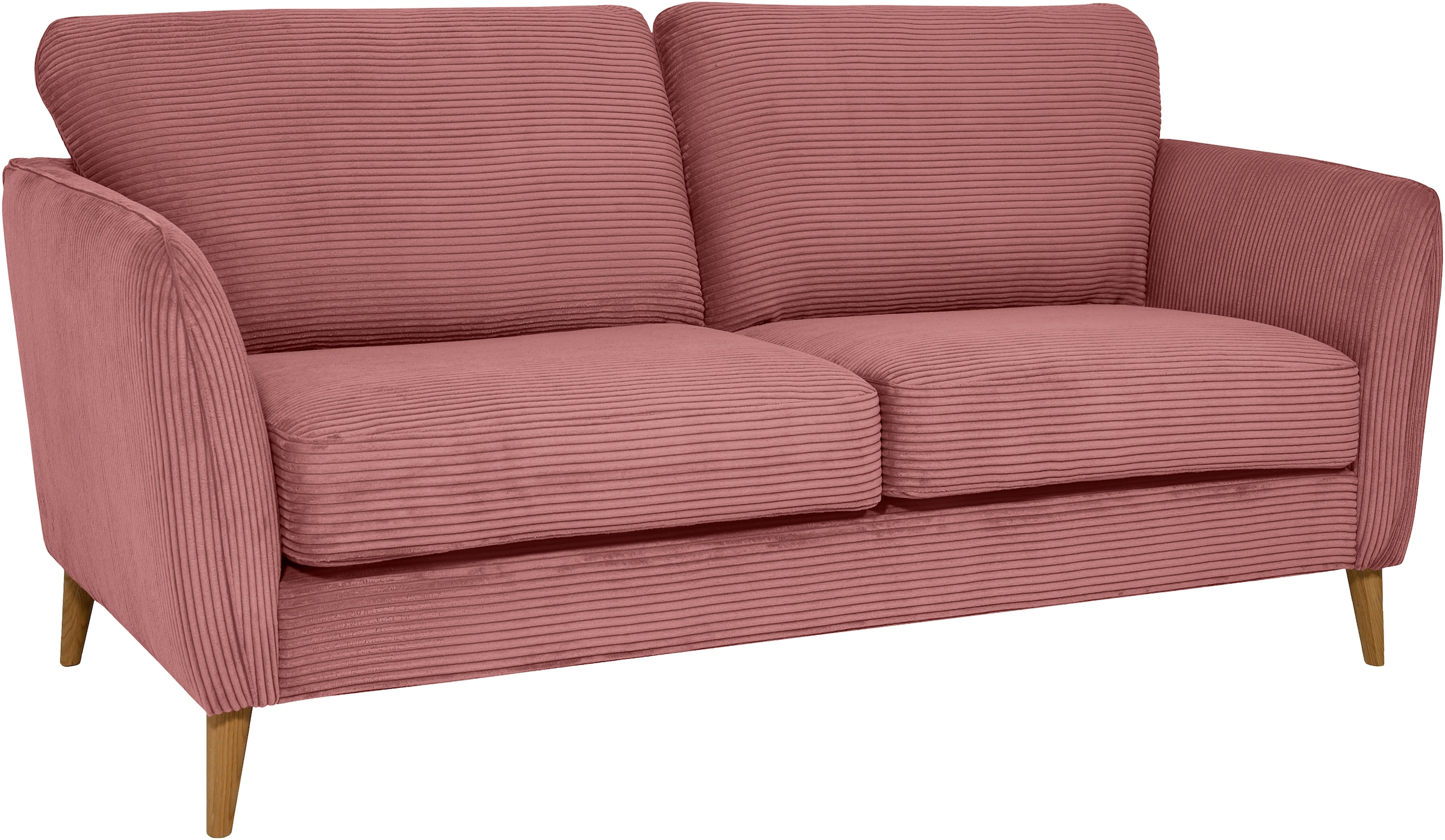 Home affaire 2-Sitzer »MARSEILLE Kompaktsofa 170 cm, Cord, Flachgewebe, Struktur, Webstoff«, Massivholzbeine Eiche, Landhausstil, Wellenunterfederung