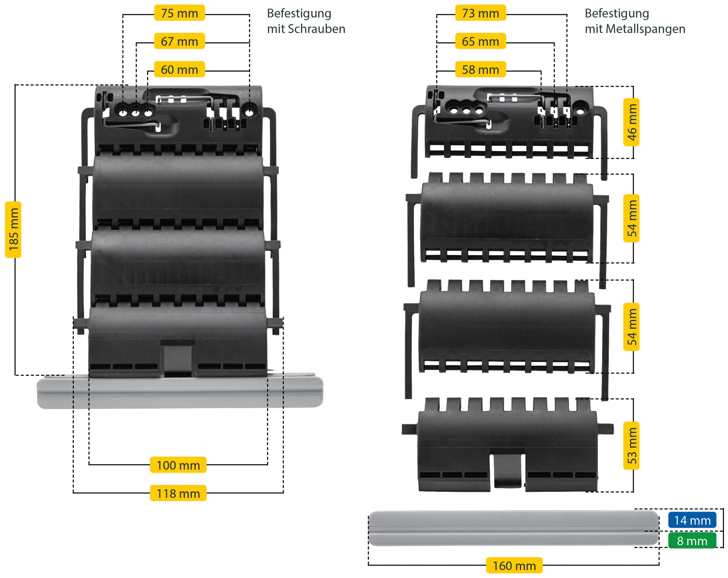 SCHELLENBERG Rollladensicherung »Universal Hochschiebesicherung, feste Wellenverbinder«, (Set, 2 tlg.), Rollladen-Sicherung, System Mini und Maxi, einbruchshemmend