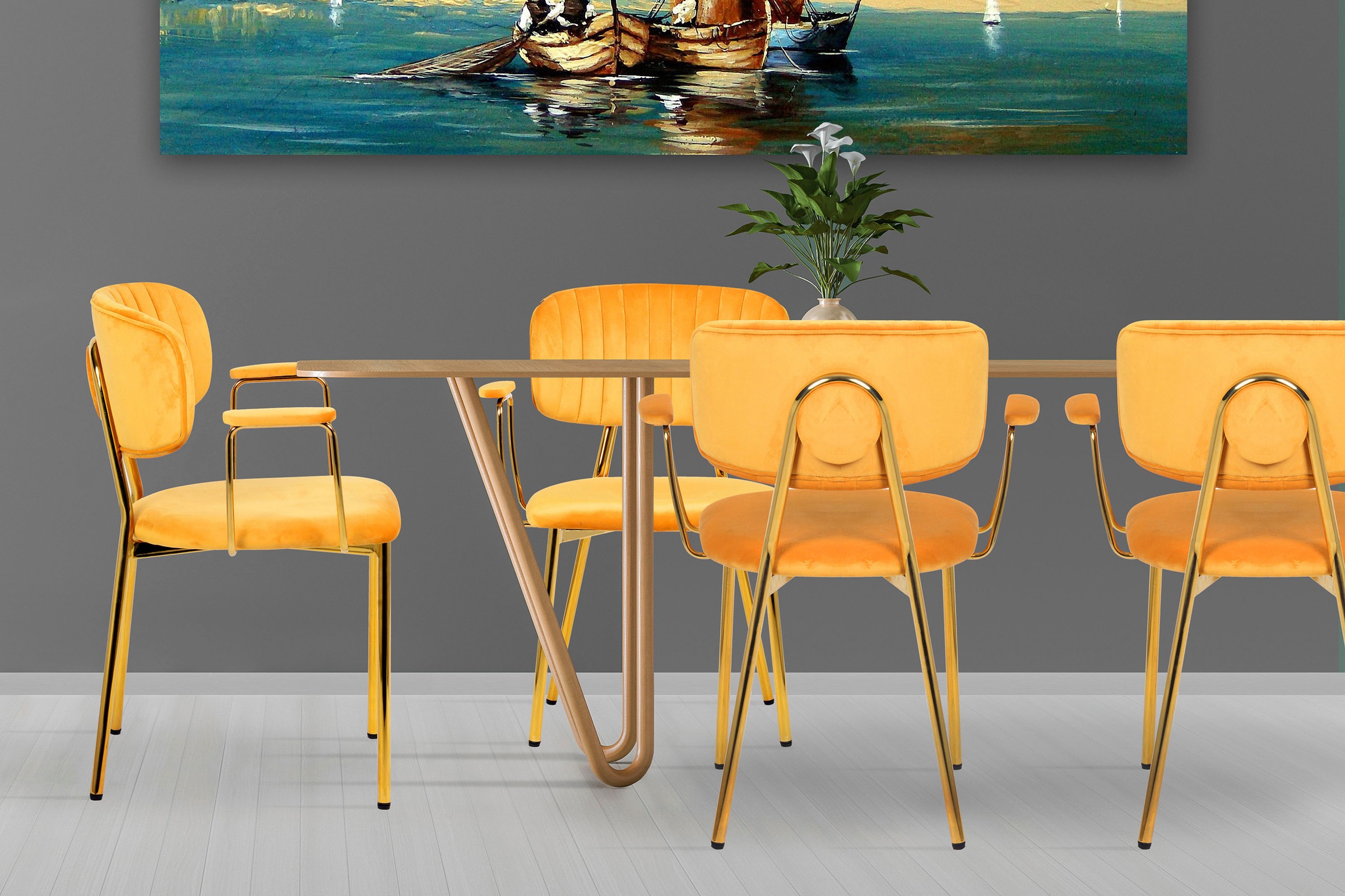 Kayoom 4-Fußstuhl »Stuhl Kian 225 2er-Set, Gestell aus Edelstahl, Rückenpol günstig online kaufen