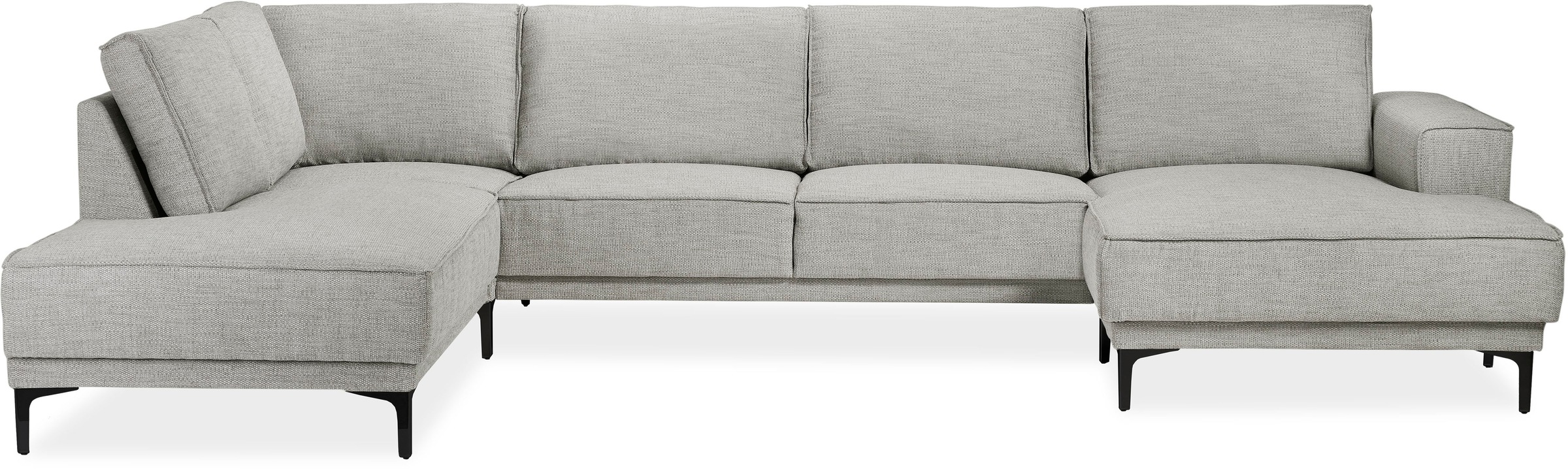 Places of Style Wohnlandschaft »XXL Sofa Oland, Struktur, Flachgewebe, Luxus-Microfaser, Boucle«, U-Form, 345 cm, Wellenunterfederung, Skandi-Design, Metallfüße