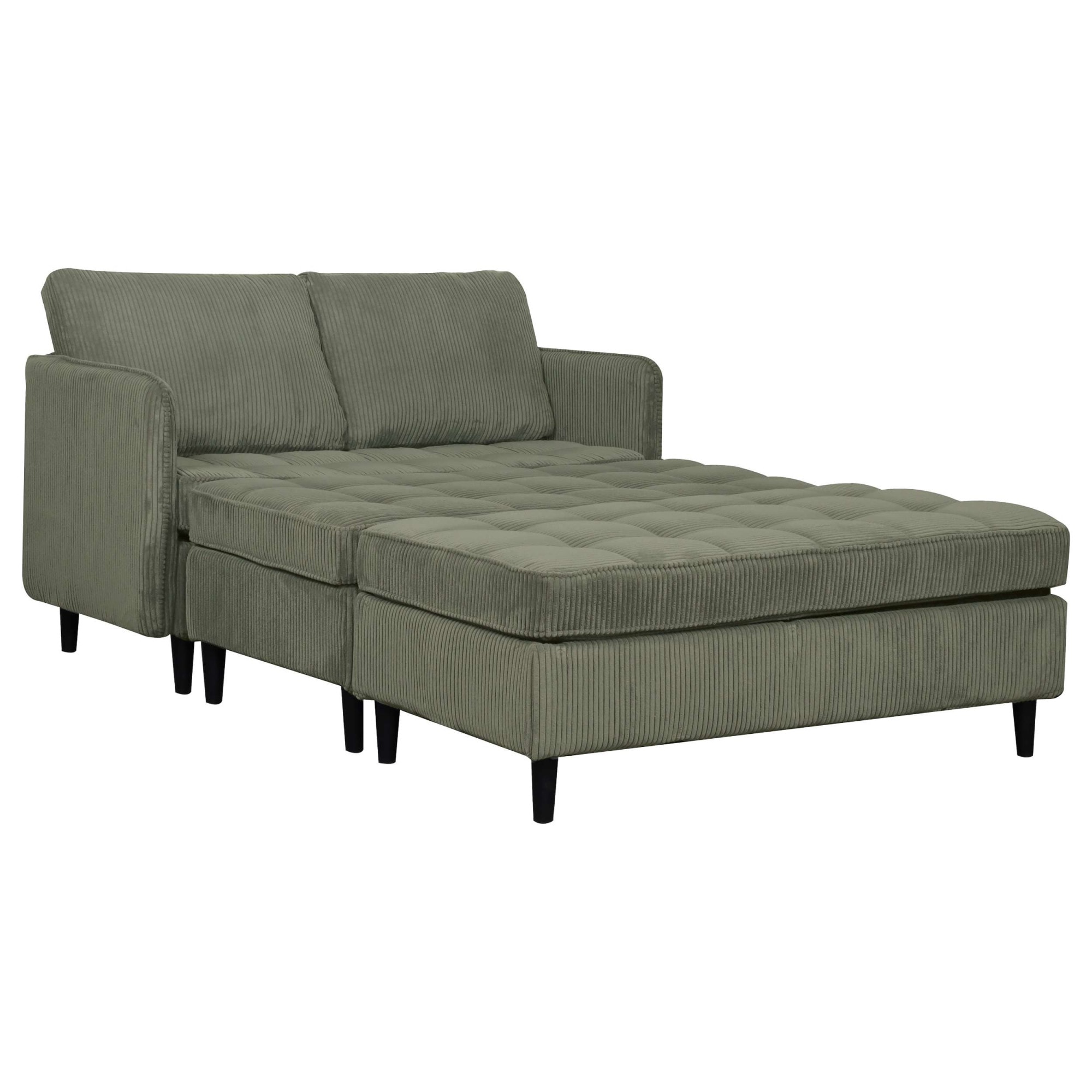 Dorel Home Wohnlandschaft »LINDHUS, Cord, Modulsofa, verschiedene Stellvarianten« Breite als U-Form (254cm) mit Verbindern fixierbar, Recamiere,Stauraum