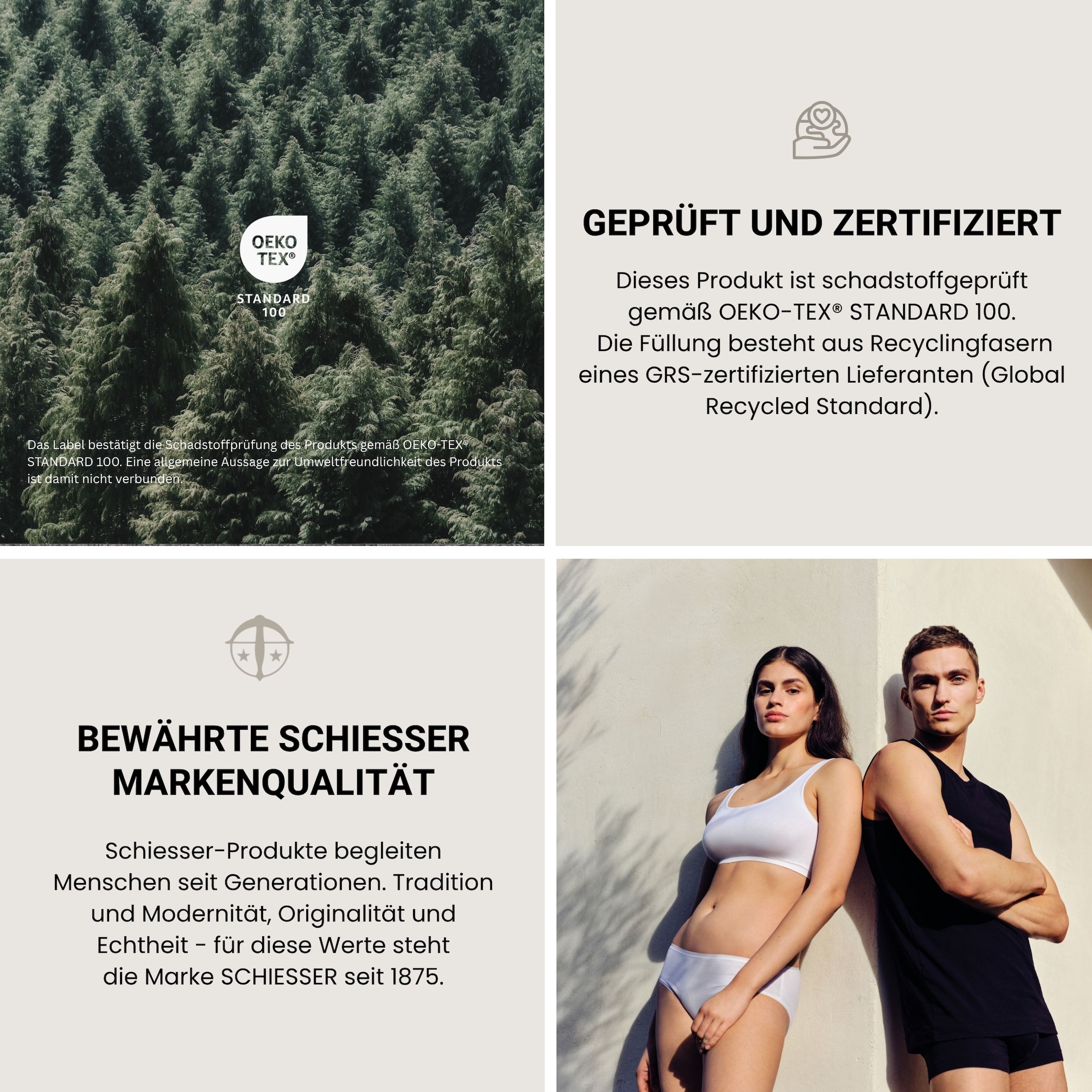 Schiesser 4-Jahreszeitenbett »Lykke - 2 zusammenknöpfbare Steppdecken für Sommer und Winter« 4-Jahreszeiten 1 Stk. tlg. STANDARD 100 by OEKO-TEX® zertifiziert