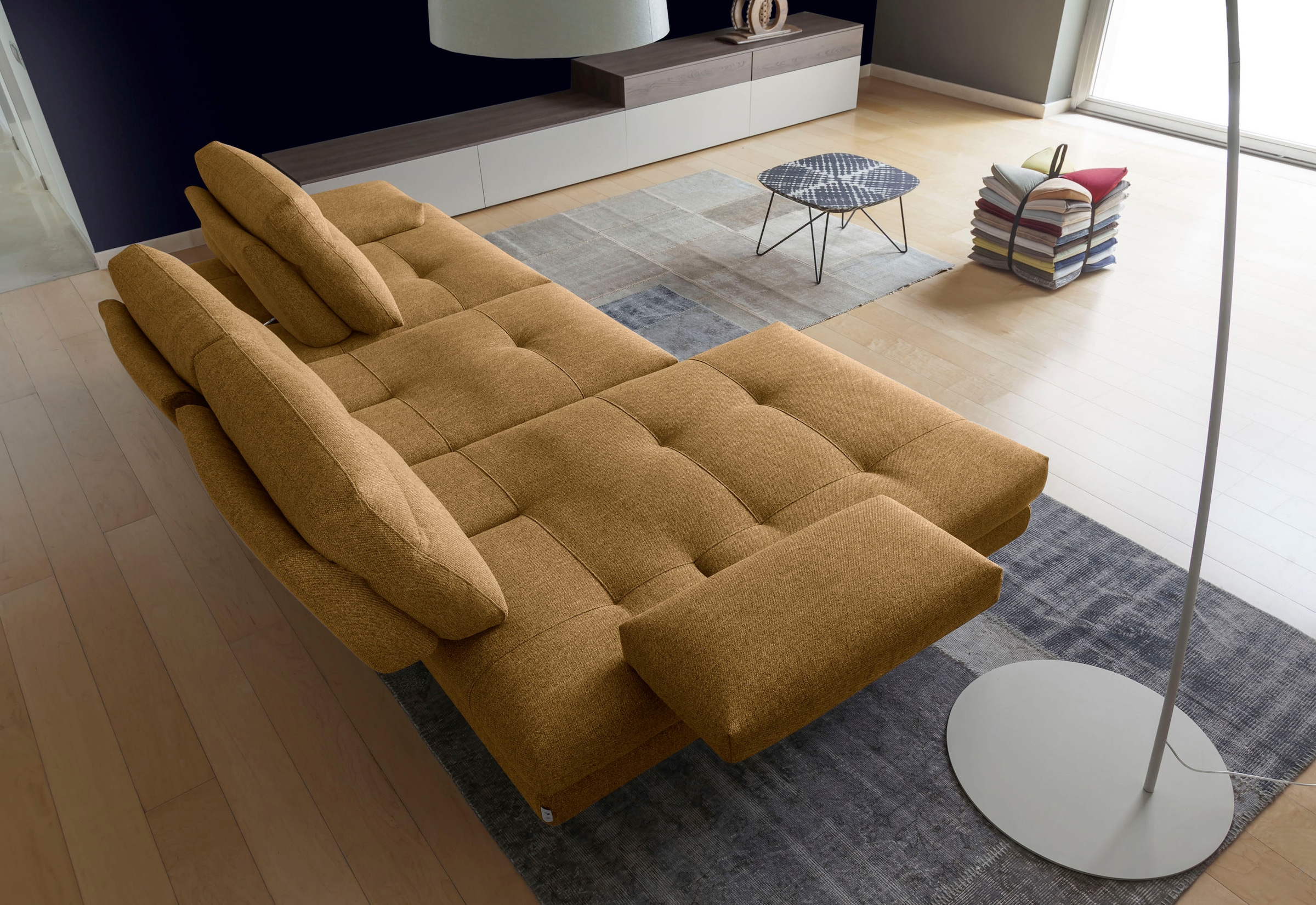 CALIA ITALIA Ecksofa »Toby Wing, L-Form, Designsofa mit sensationellem Sitzkomfort«, inklusive Sitztiefenverstellung, Füße in chrom glänzend