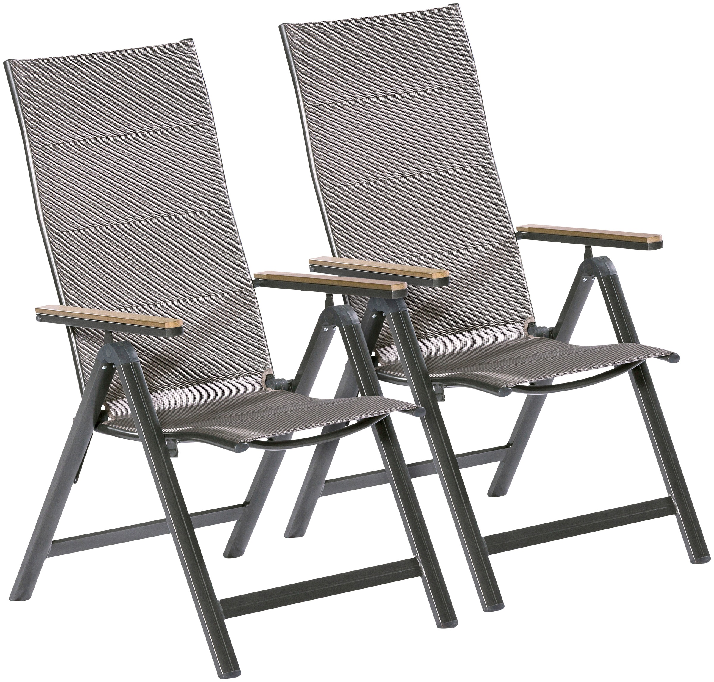 MERXX Gartenstuhl »Trivero« (Set) 2 Stk.2er Set, Alu/Textil, klappbar, brau günstig online kaufen