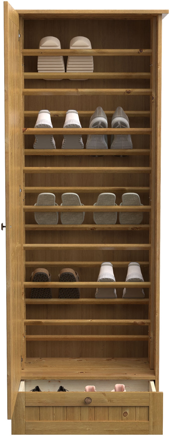 Home affaire Schuhschrank »Juventus«, (1 St.), aus massiver Kiefer, Breite 67cm, Höhe 180 cm