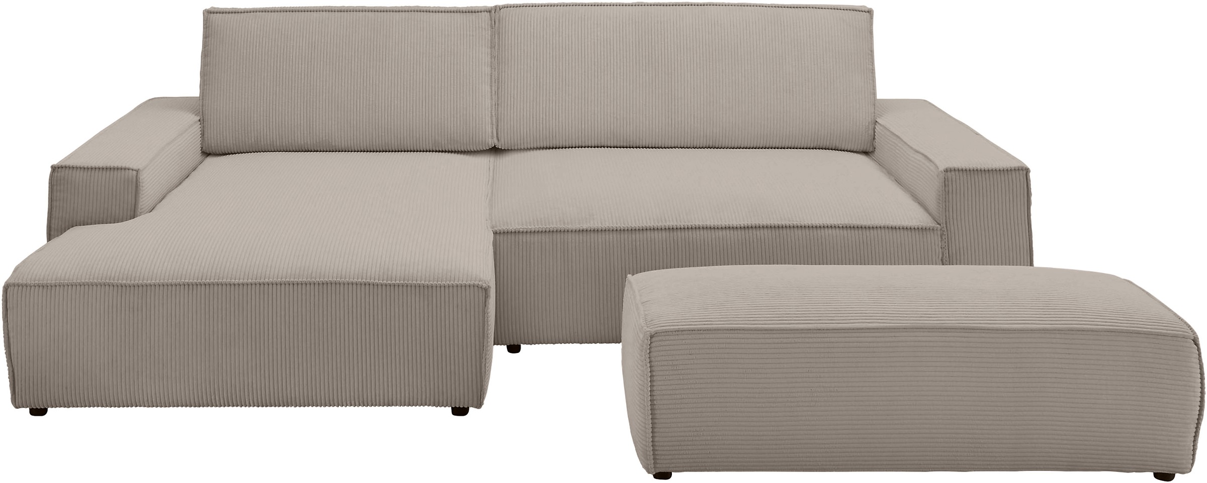 Home affaire Polsterecke »NEU: SHERWOOD XXL tief, L-Form mit Schlaffunktion, Big-Sofa mit Hocker«, (Set, 2 St.), stellbar zum Schlafsofa (Krokodilverbinder), Cord, Leinenoptik
