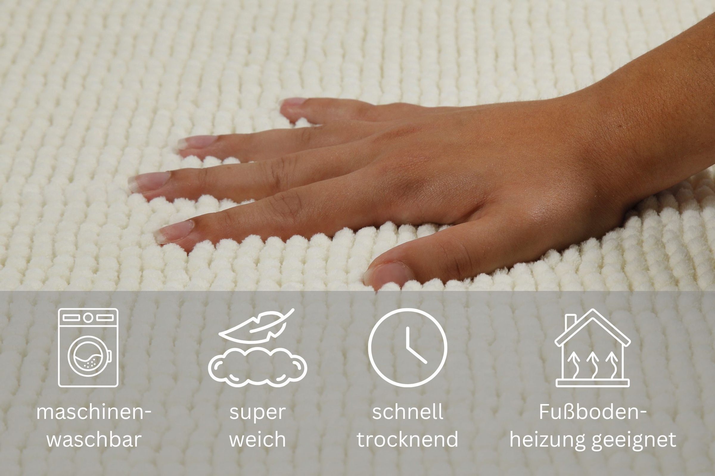 my home Badematte »Kaelan«, rutschhemmend beschichtet, fußbodenheizungsgeeignet, Badvorleger, Badteppich aus weicher Chenille, pastell Farben