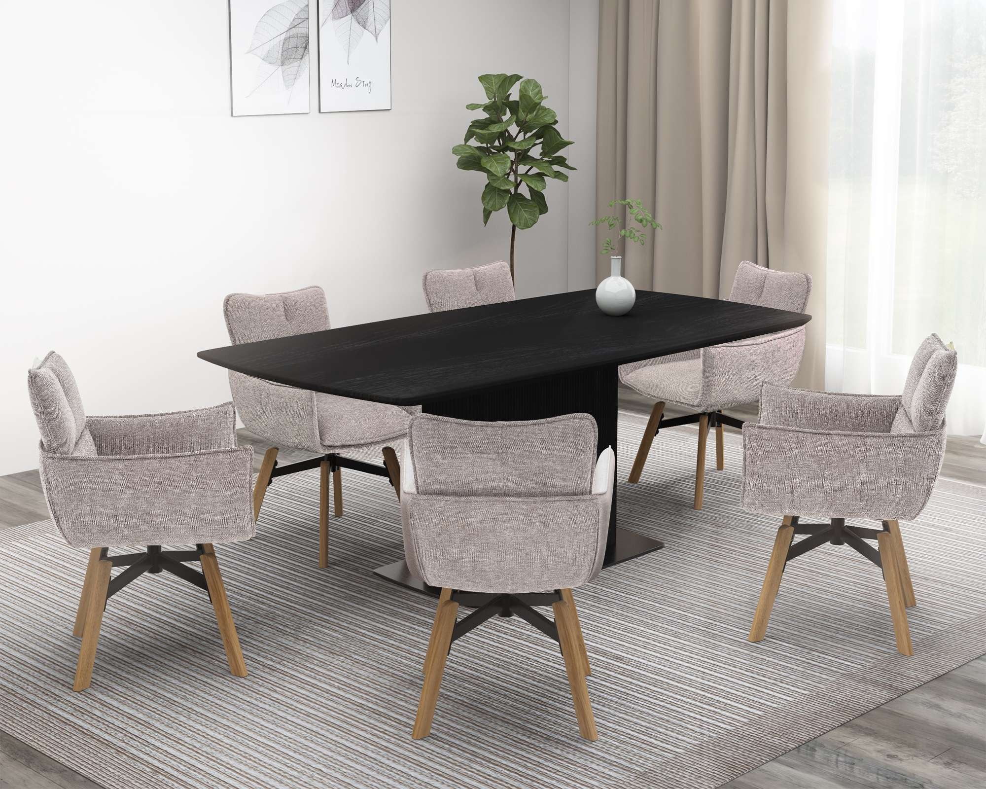 OTTO home Esszimmerstuhl »Elyssa« () 1 Stk.massives Eichenholzgestell,  pflegeleichter Webstoff, Drehfunktion