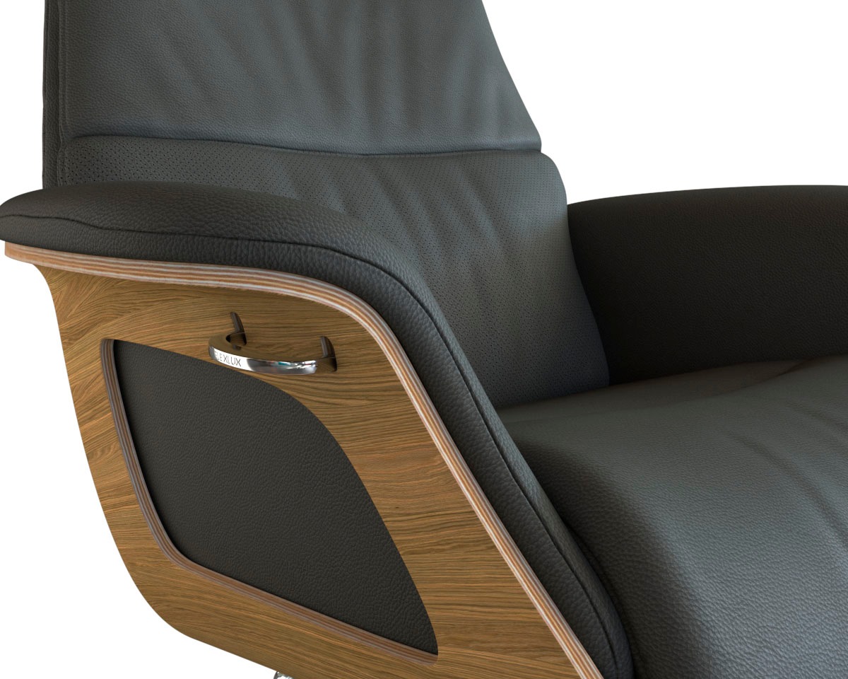 FLEXLUX Relaxsessel »Clement Relaxstuhl, Polstersessel, Liegesessel, TV-Sessel,«, Rücken- & Kopfteilverstellung, Drehbar, Armlehne Eiche, Fuß Alu