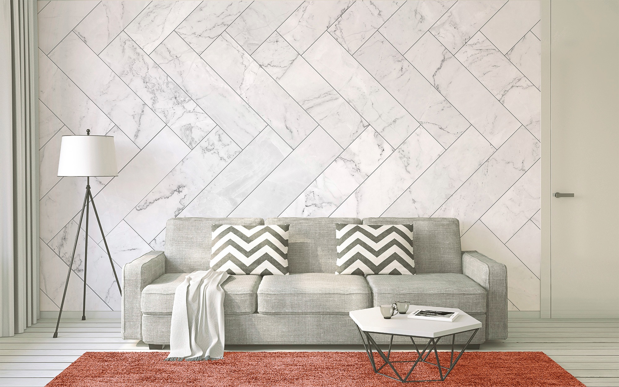 living walls Fototapete »Designwalls Marble Tiles«, Vlies, Wand, Schräge, Decke