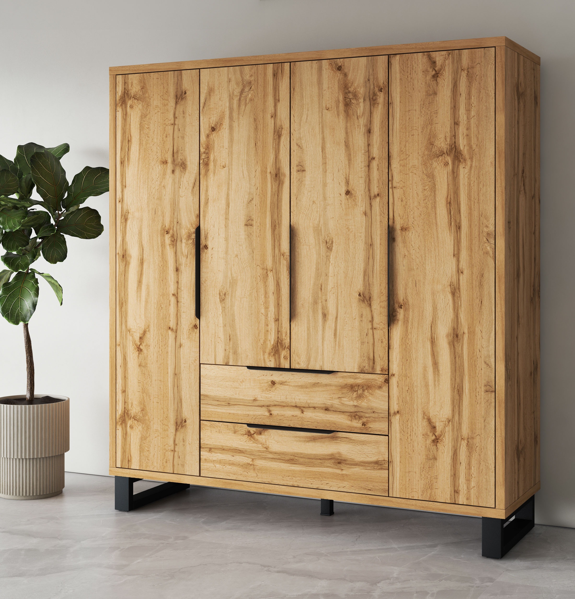 Home affaire Kleiderschrank "Bronne,Breite 191 cm, Wäscheschrank inclusive günstig online kaufen