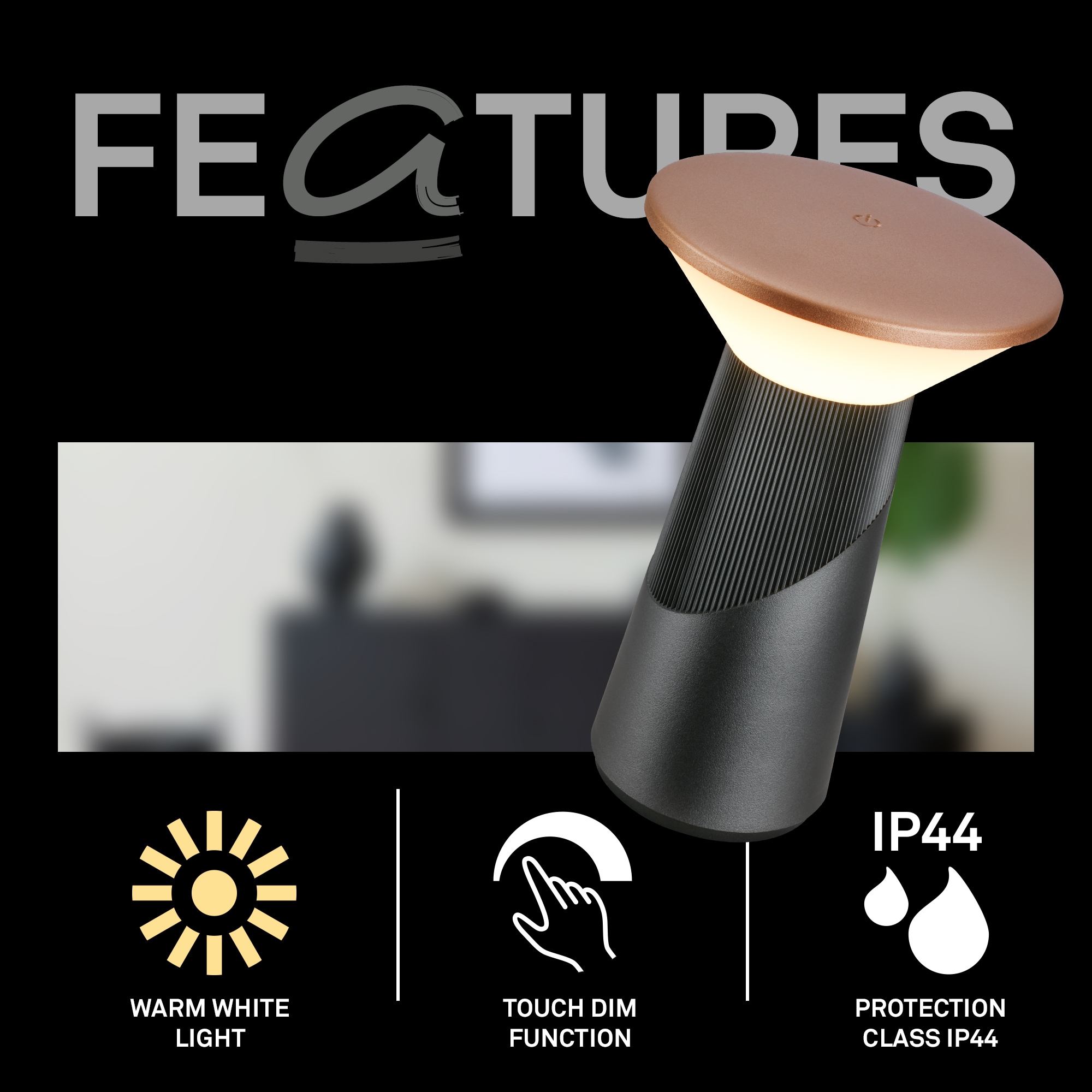 Briloner Leuchten LED Tischleuchte »PILIA« LED-Board 1 Stk. Warmweiß 15x24 cm, Akku tauschbar, Indoor/Outdoor, Wohnzimmer, Balkon