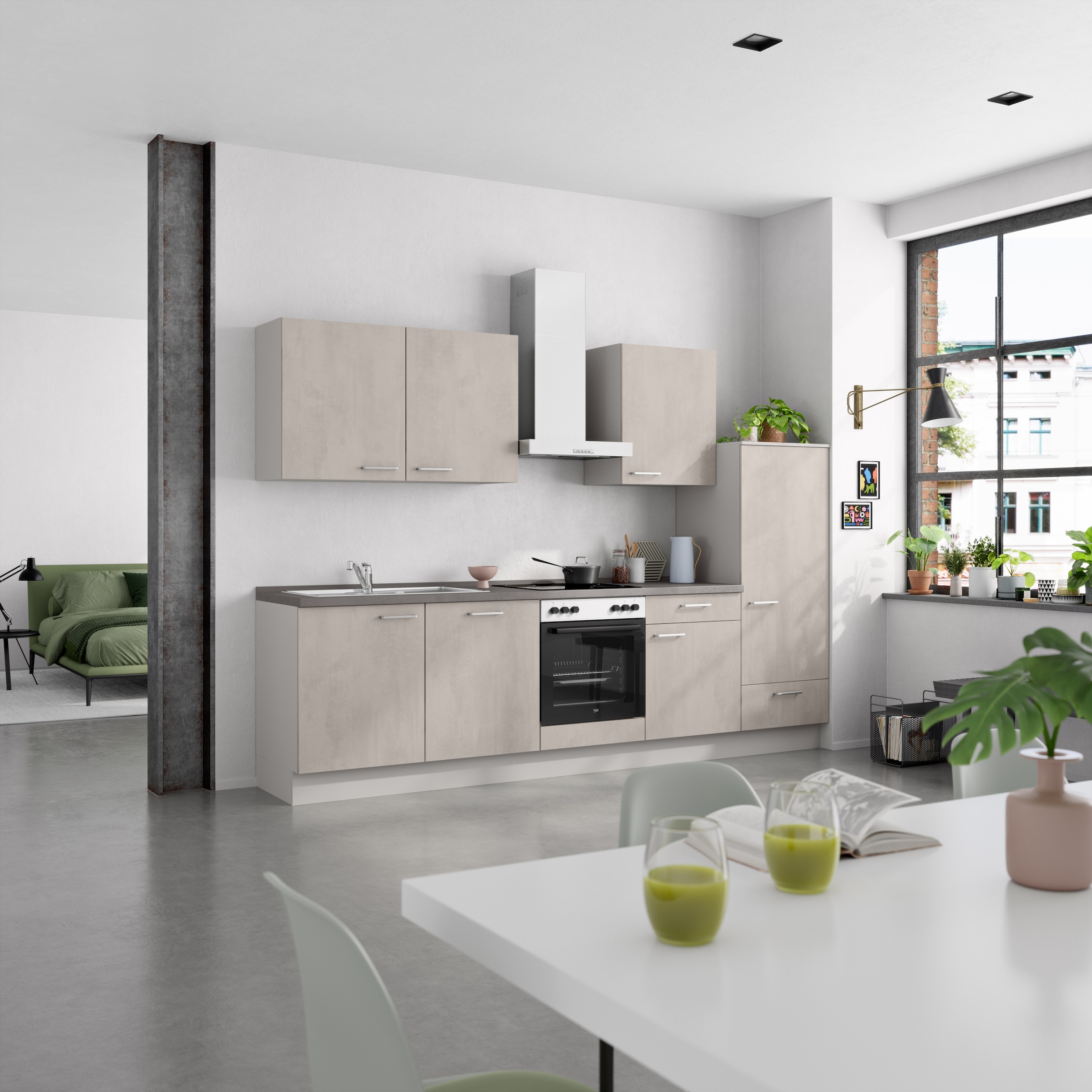 nobilia® Küchenzeile »"Riva I"«, vormontiert, Ausrichtung wählbar, Breite 300 cm, wahlw. mit E-Geräten