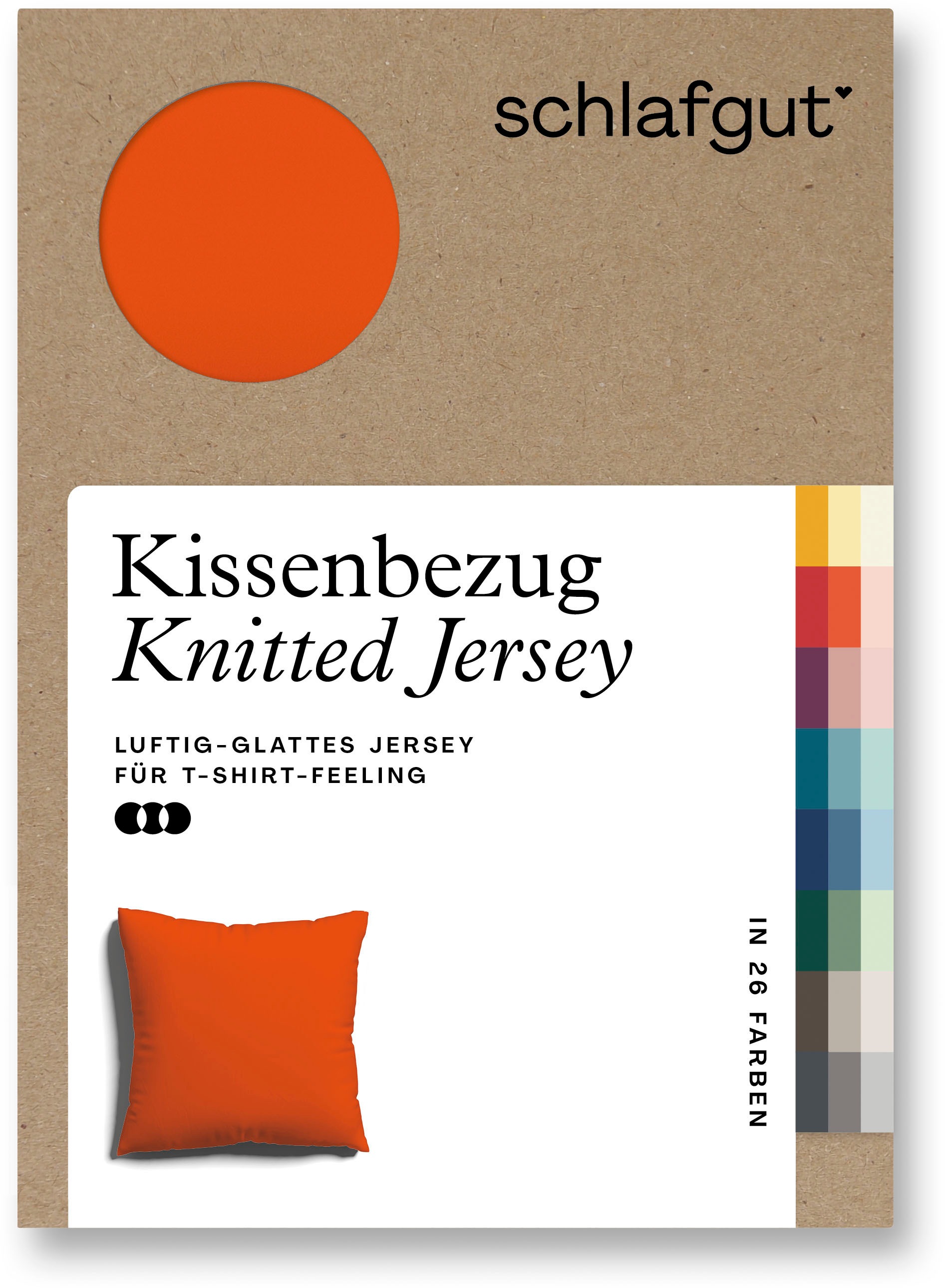 Schlafgut Kissenbezug »Knitted Jersey aus Bio-Baumwolle mit Elasthan, bügelfrei,«, (1 St.), besonders fein gestrickt, Kissenhülle mit farbigem Reißverschluss