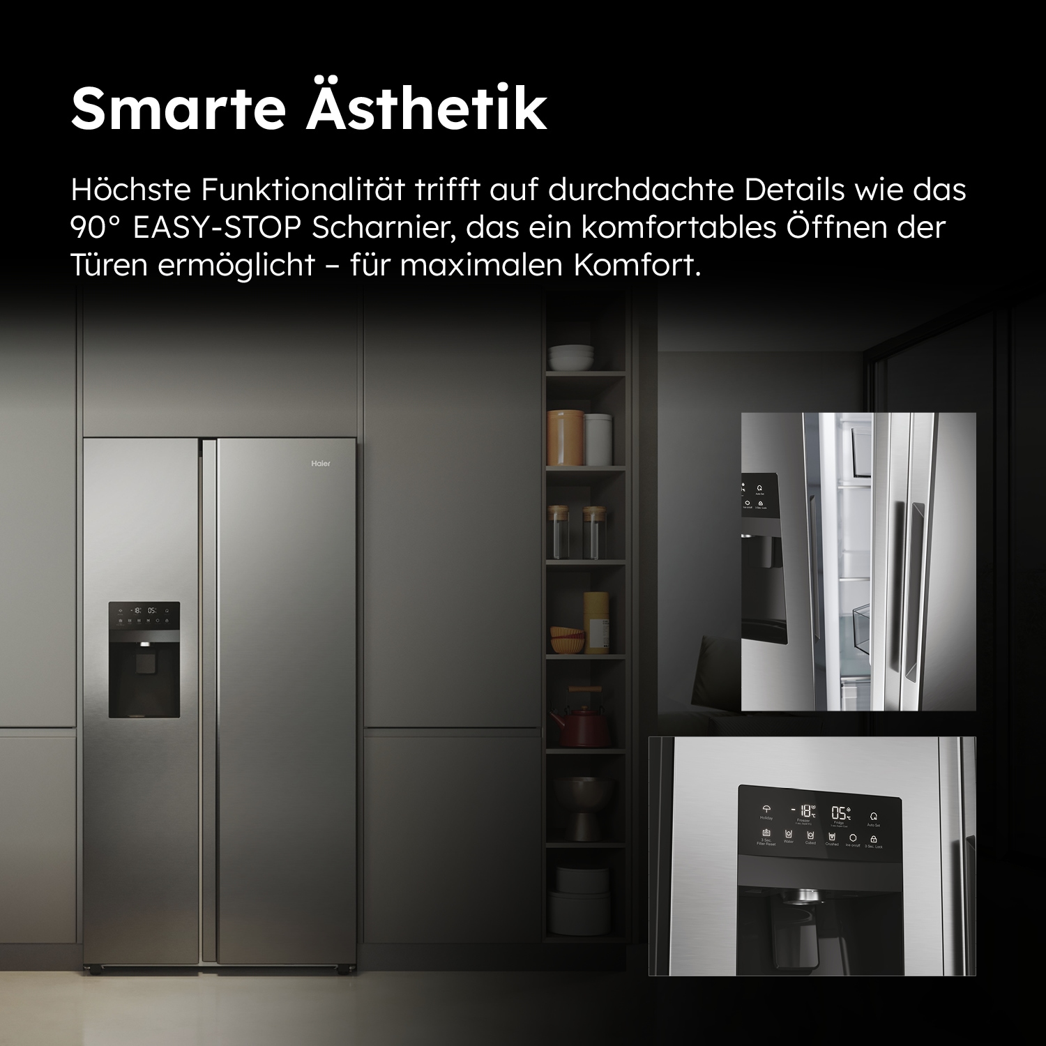 Haier Side-by-Side SBS 90 Series 5 »HSR5918DIMP«, 178 cm hoch, 91 cm breit, Nutzinhalt: 511 Liter, Extrem leise