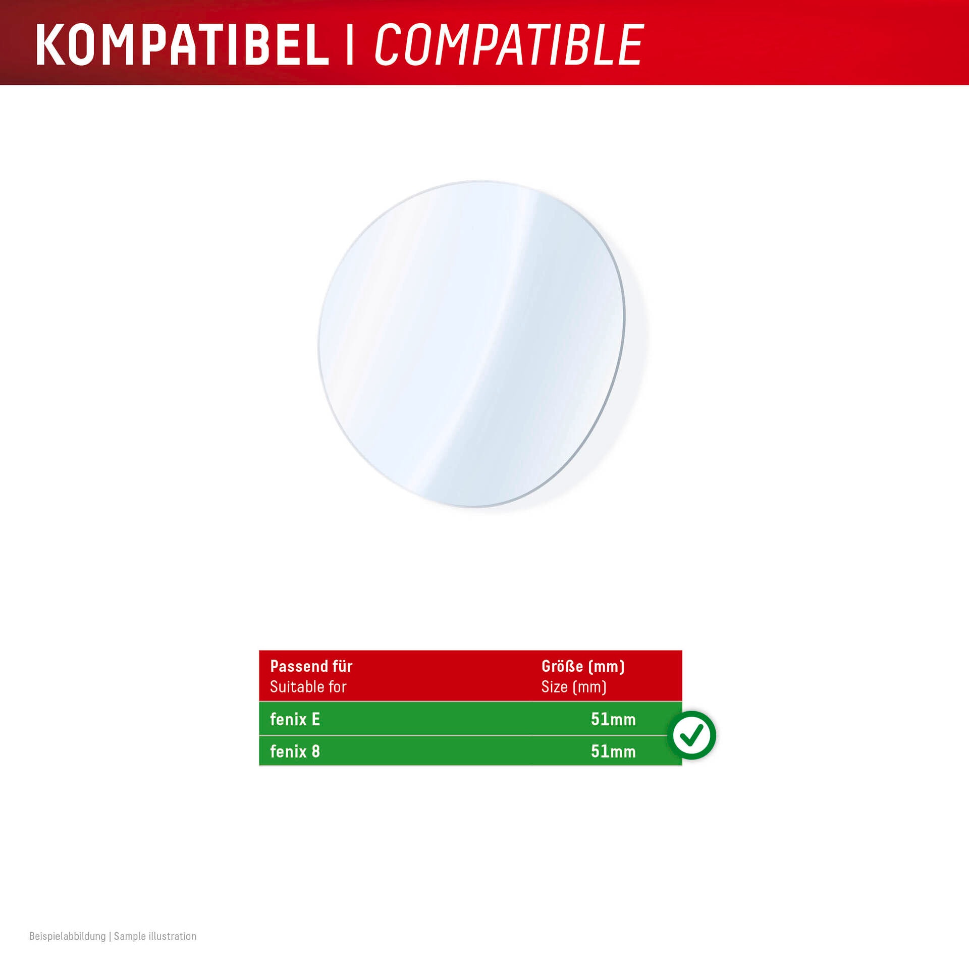 Displex Displayschutzglas »Smartwatch Glass Unbreakable Protector« für Garmin fenix E 51 mm;Garmin fenix 8 51 mm Packung, 2x Hybrid Glass,  Displayschutzfolie, Schutzfolie, Bildschirmschutz, kratz- & stoßfest