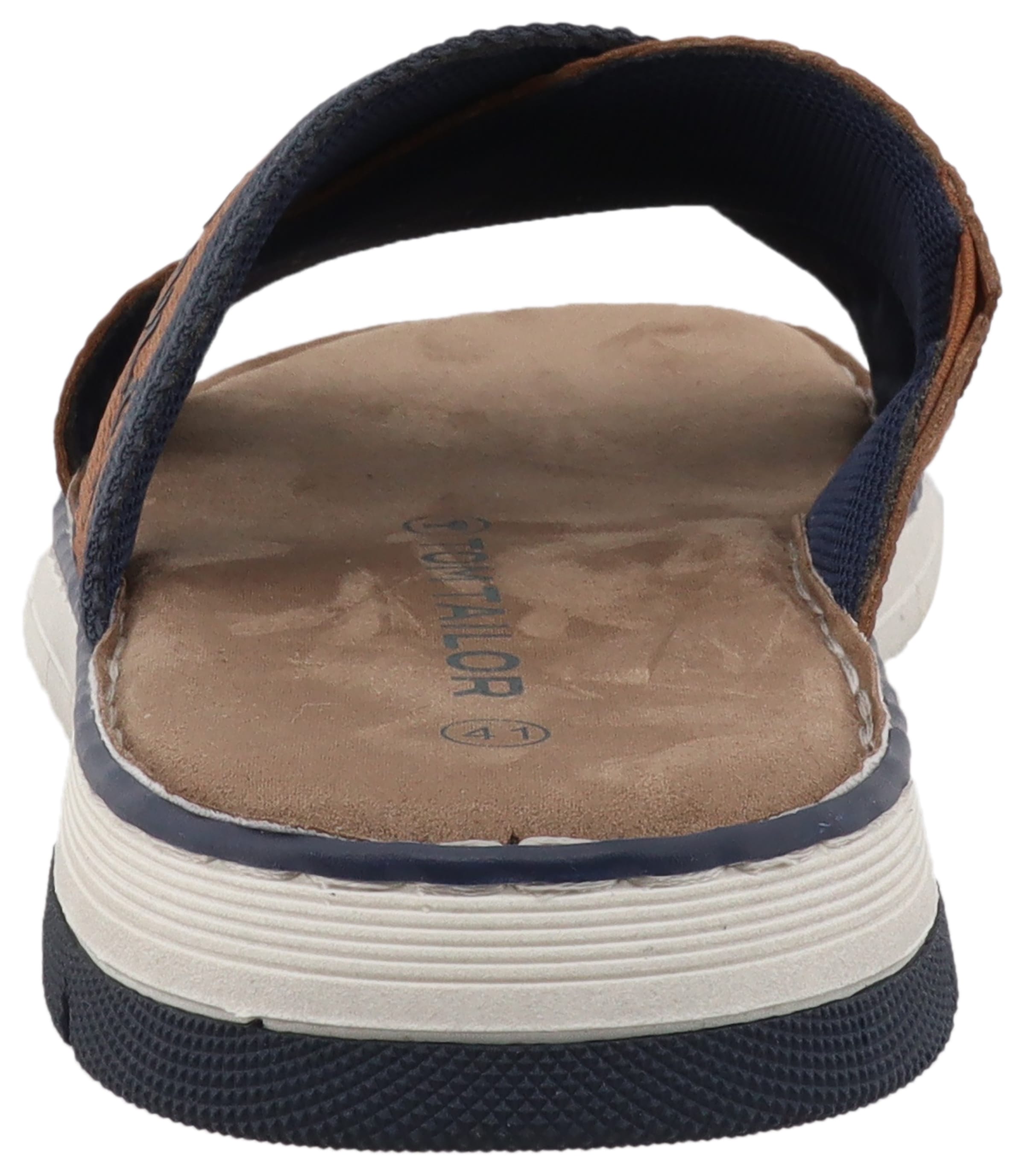 TOM TAILOR Pantolette, Sommerschuh, Schlupfschuh, Bequemschuh mit plakativem Logoschriftzug