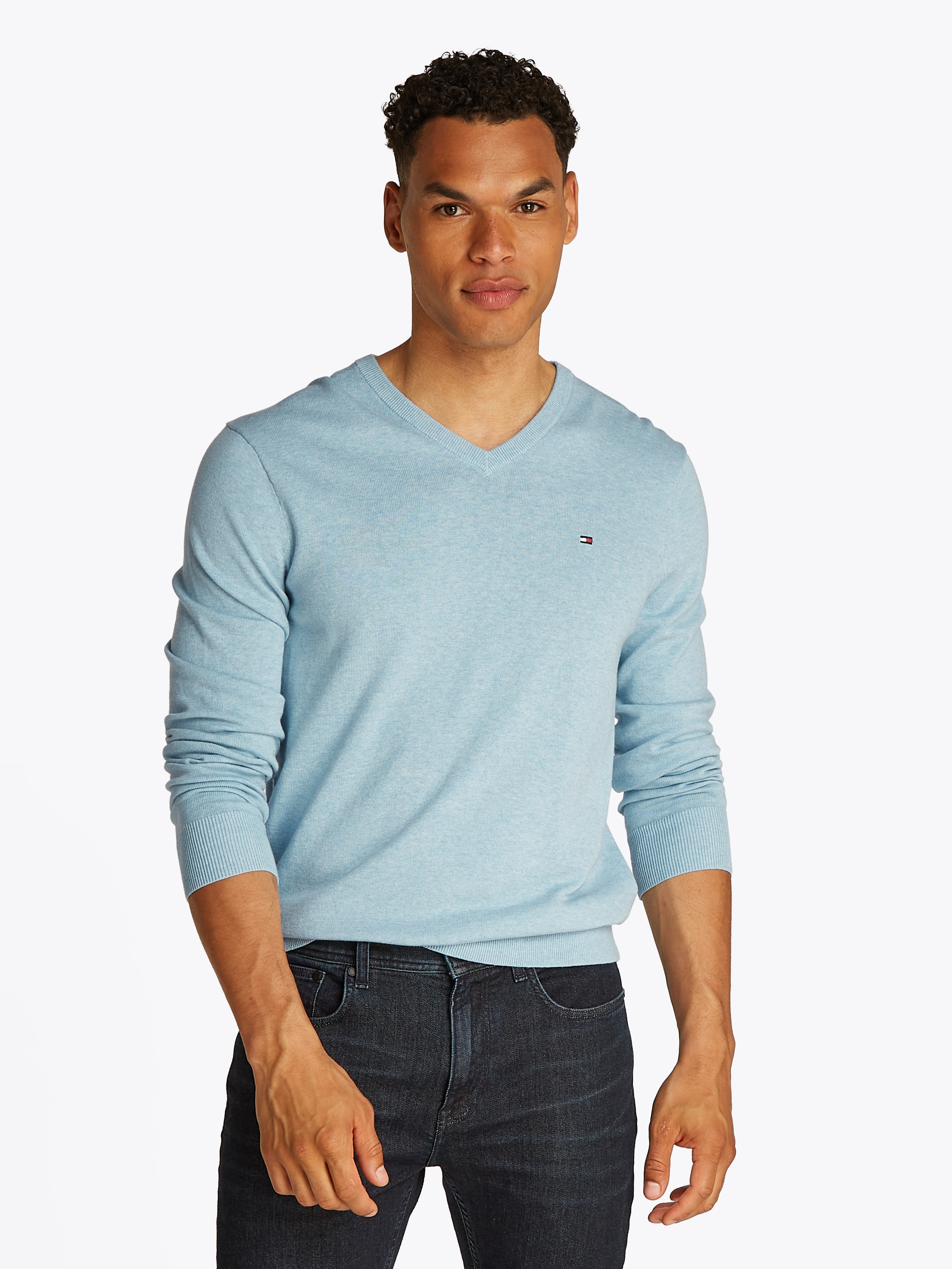 Tommy Hilfiger Strickpullover »ESSENTIAL COTTON V NECK«