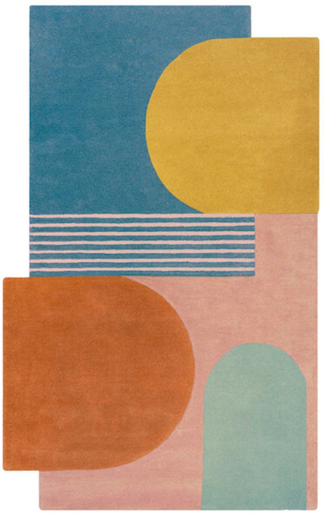 FLAIR RUGS Wollteppich »Lozenge mit abstraktem Retro-Design« rechteckig 10 mm Höhe Kurzflor, Retro Muster