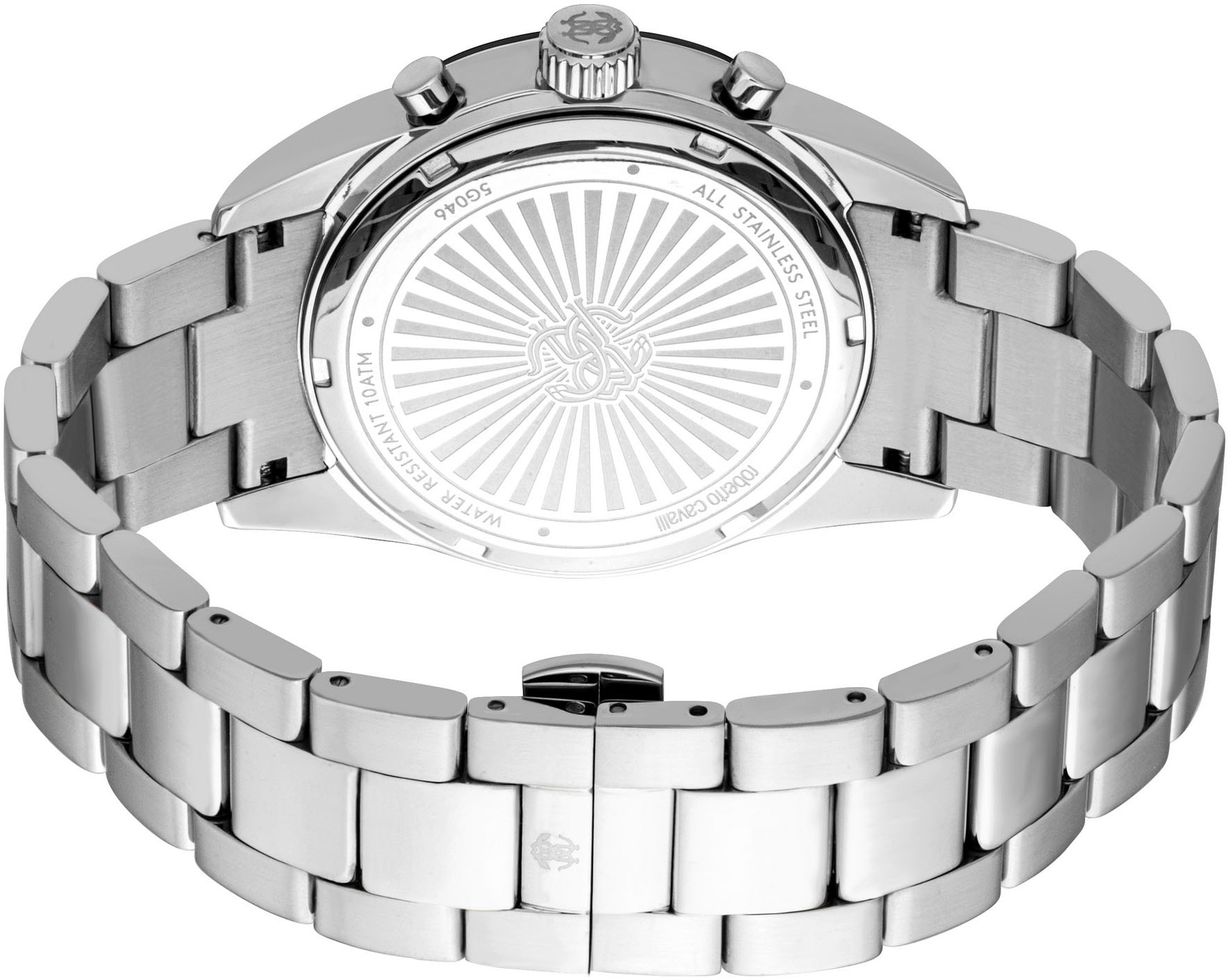 roberto cavalli Chronograph »Uomo Chrono« Quarzuhr, Armbanduhr, Herrenuhr, Edelstahlarmband, analog, Tag