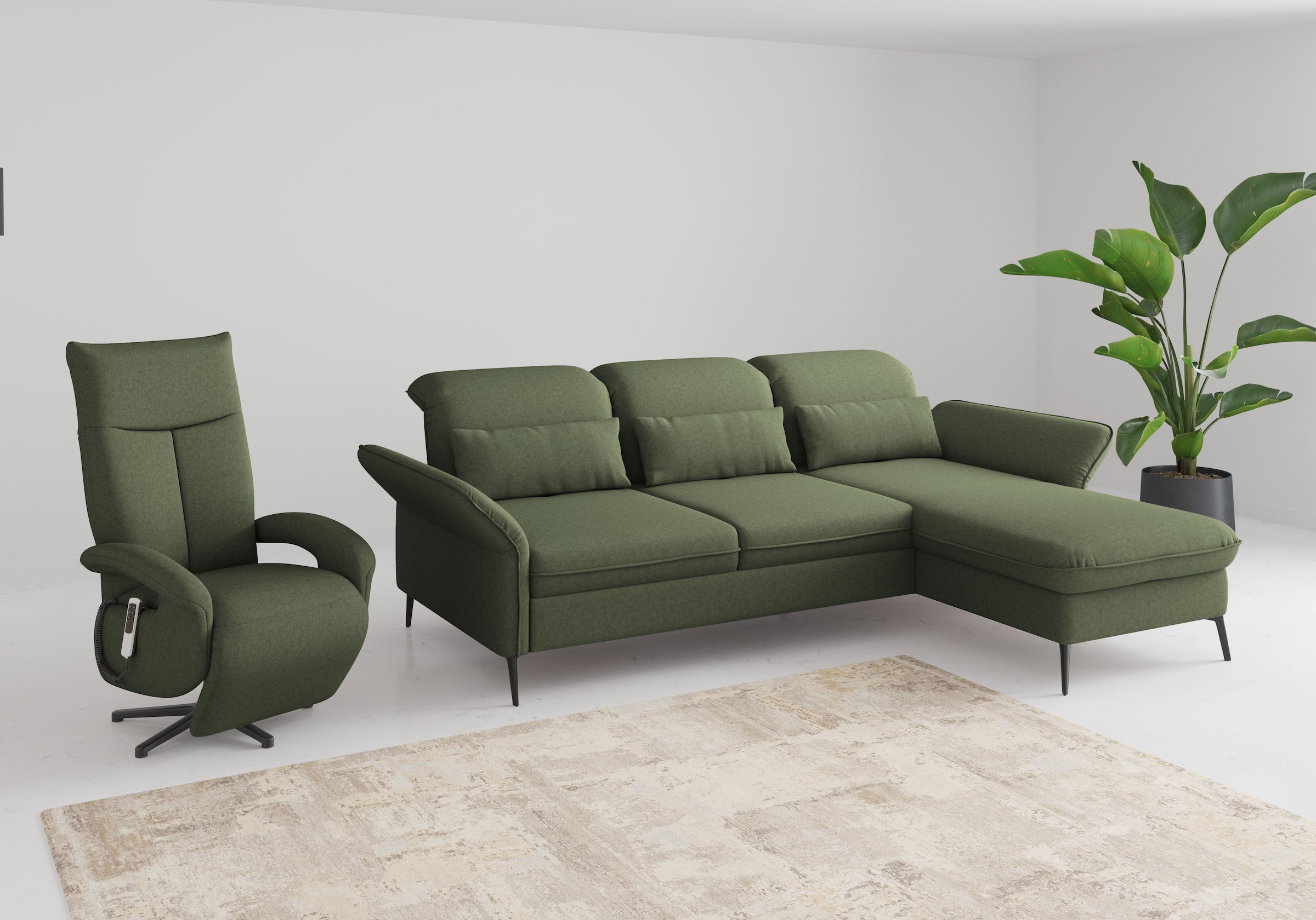 sit&more Ecksofa »Emely, inkl. Sitztiefenverstellung«, wahlweise mit Bettfunktion,Bettkasten,Kopf- & Armteilverstellung