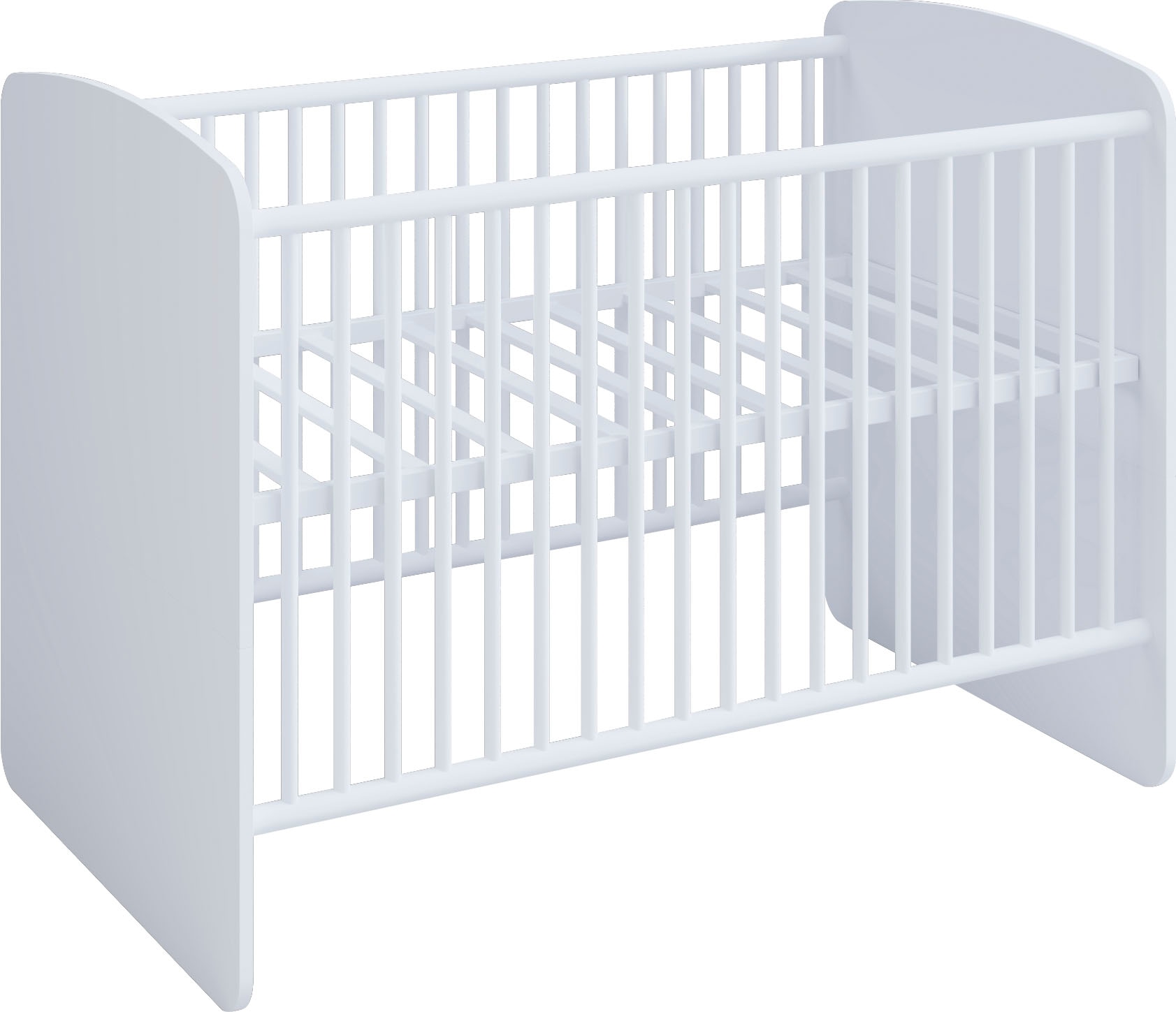 Babybett, Babybett mit Liegefläche 70 x 140 cm, höhenverstellbarer Lattenrost, Weiß/Weiß Lattenrost