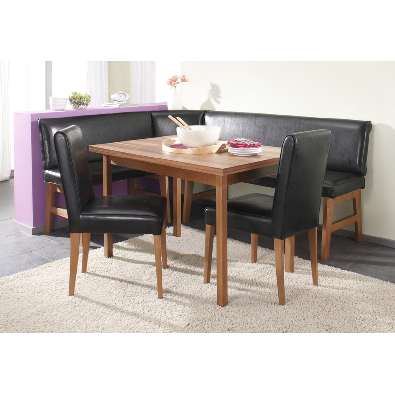 HOME AFFAIRE Eckbankgruppe »Susanne« Set, 4 Stk. tlg. Eckbank langer Schenkel 156 oder 205 cm, wahlweise rechts oder links nussbaumfarben/schwarz +