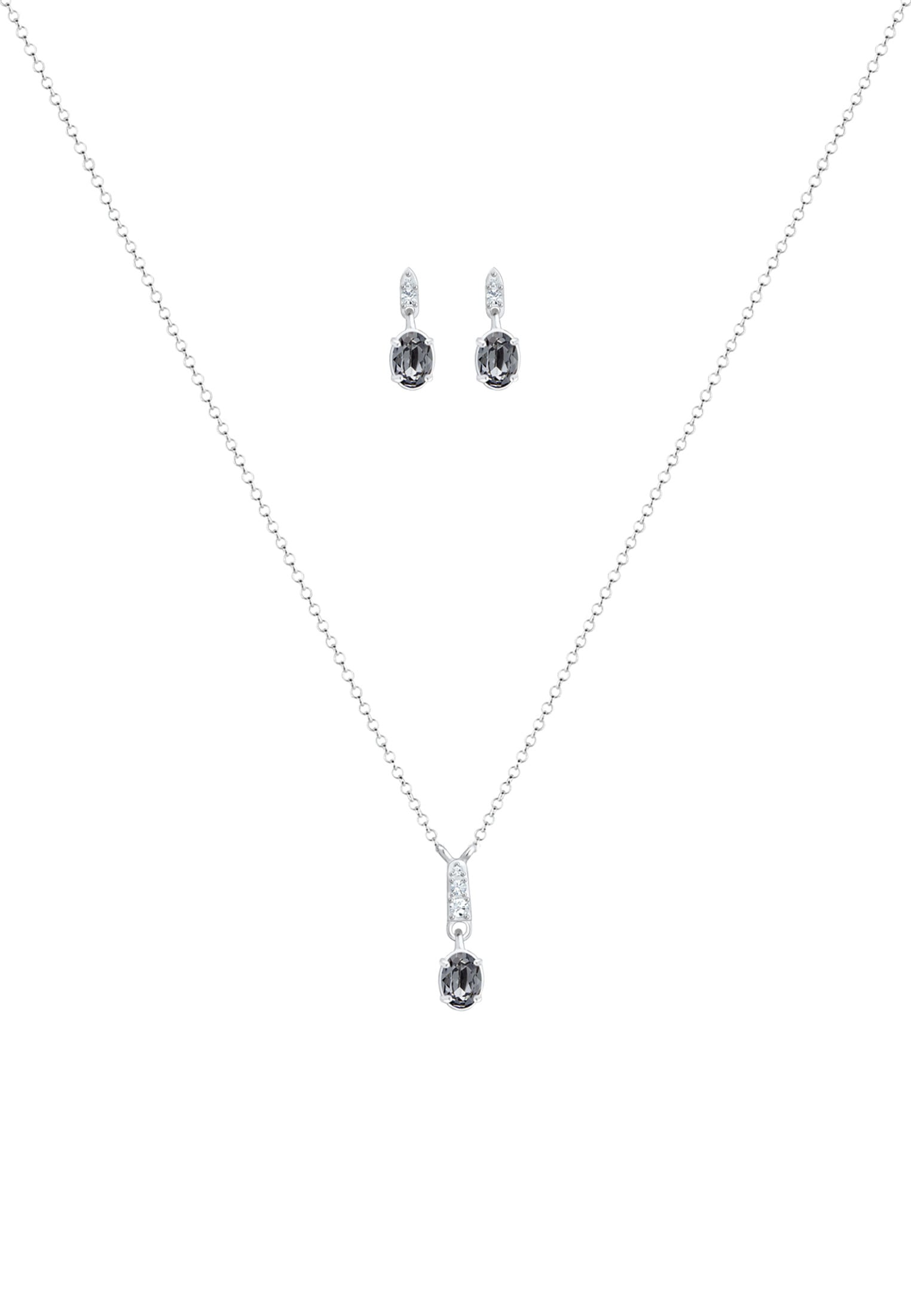 Elli Schmuckset »Glas Kristalle Grau 925 Sterling Silber«