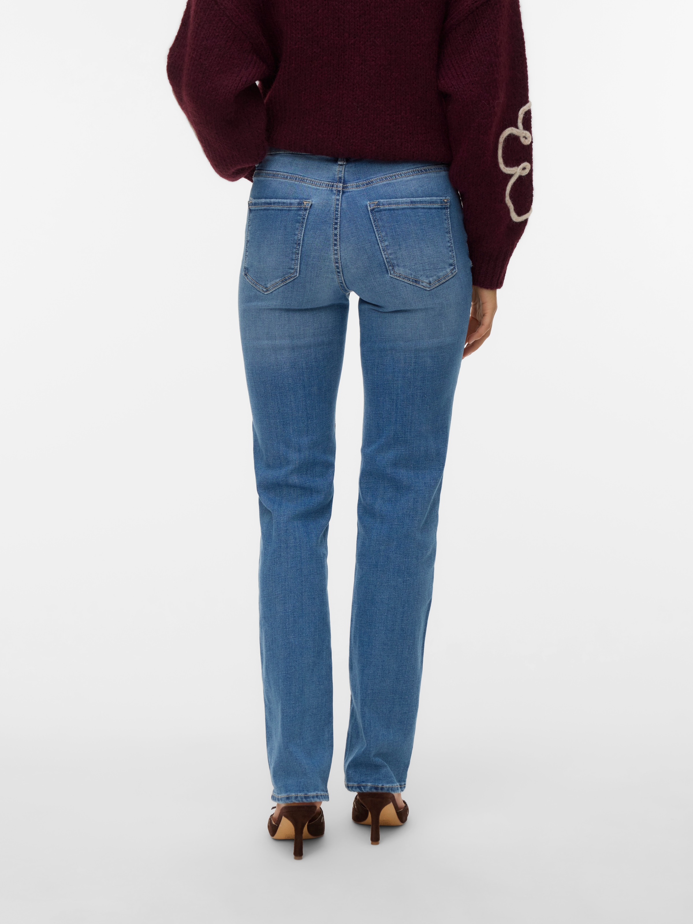 Vero Moda Straight-Jeans »VMFLASH MR STRAIGHT JEANS LI347 GA NOOS« Baumwollmischung mit Stretch, regular waist, straight fit