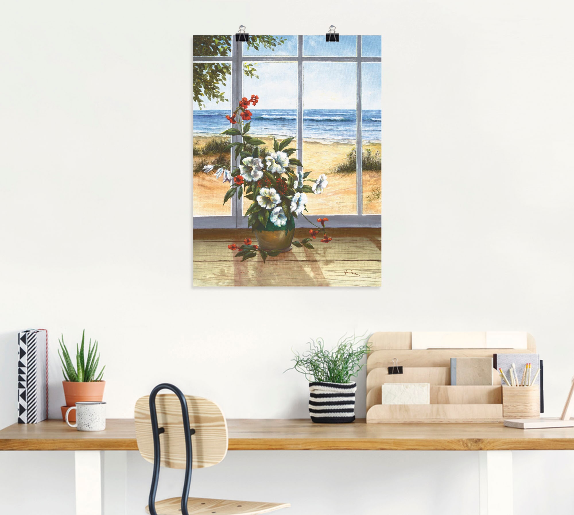 Artland Wandbild »Meerblick«, Fensterblick, (1 St.), als Leinwandbild, Poster in verschied. Größen