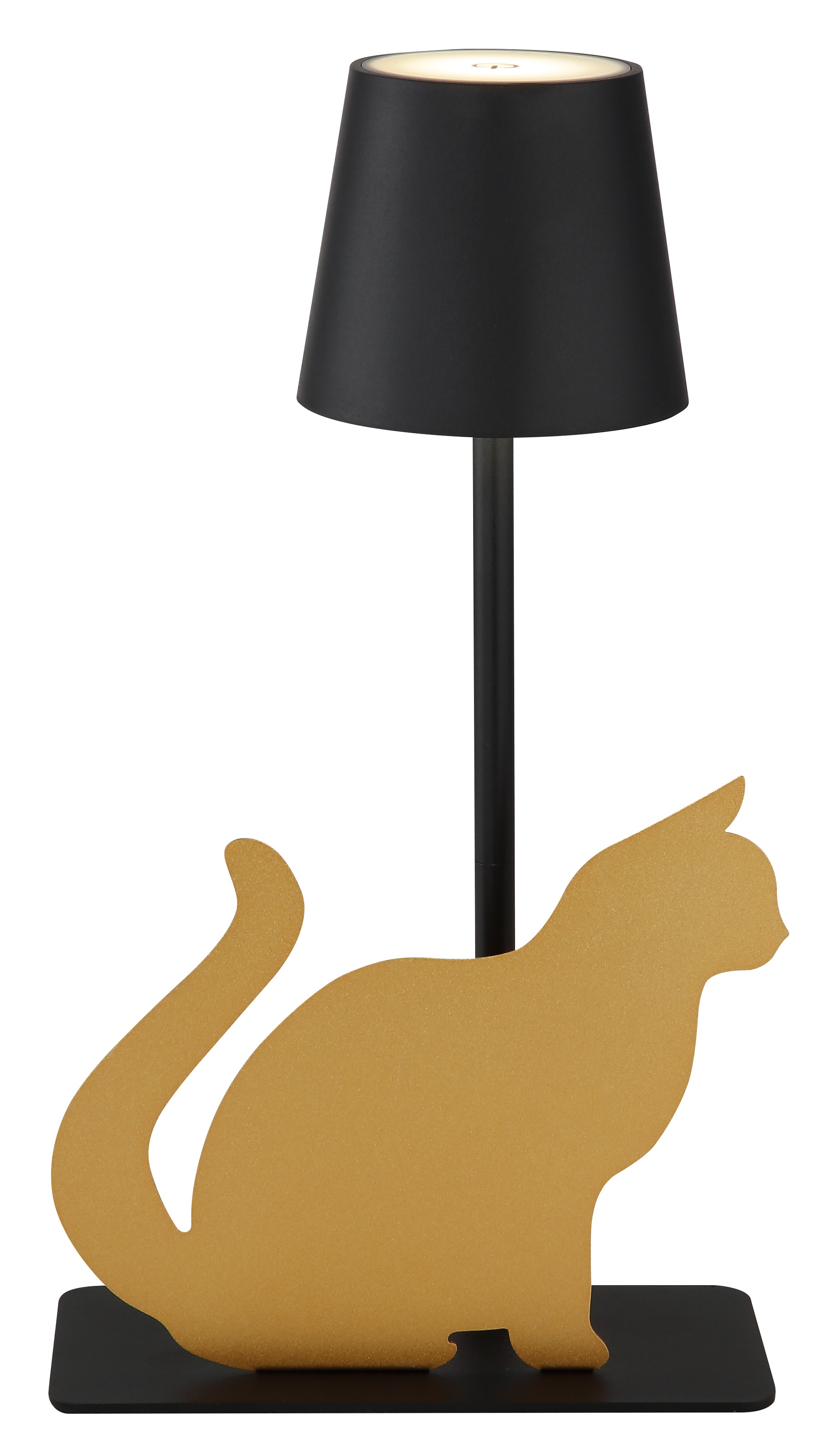 GLOBO LIGHTING LED Tischleuchte »FURRI«, 1 flammig, Leuchtmittel LED-Board | LED fest integriert, Tischlampe schwarz gold Tiere Katze