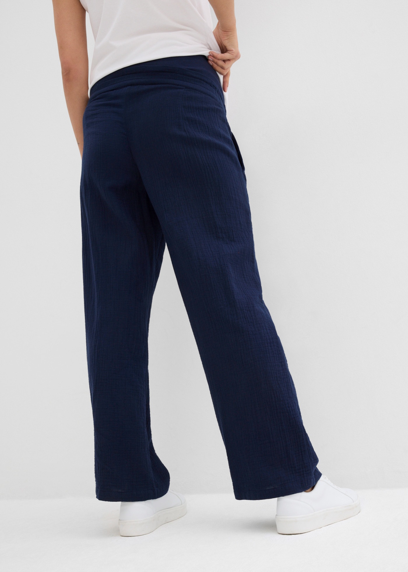 bonprix Umstandshose  aus Baumwolle, atmungsaktiv, mit breitem Jerseybund