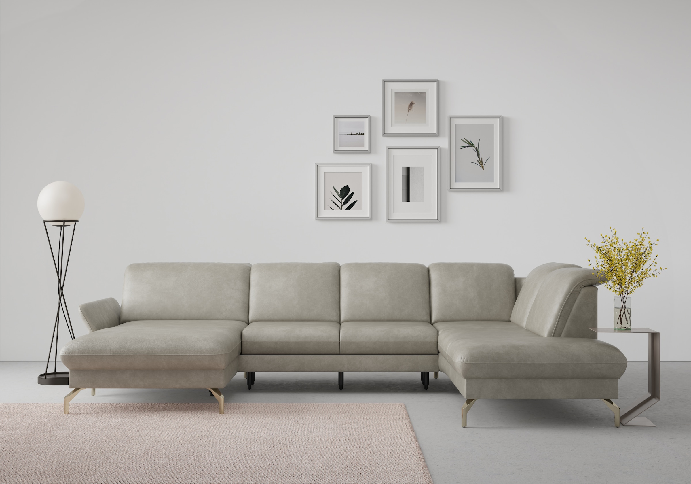 sit&more Wohnlandschaft »Fashion U-Form«, wahlweise mit Kopfteilverstellung, Vorziehsitz, motorisch, Nickelfüße