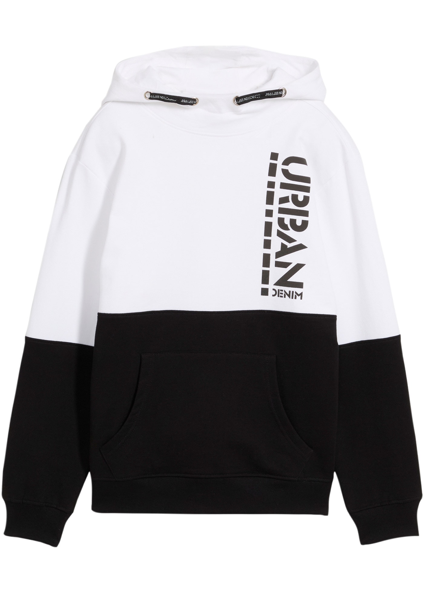 bonprix Kapuzensweatshirt »Hoodie aus reiner Baumwolle«, im Colorblocking-Stil und mit Print
