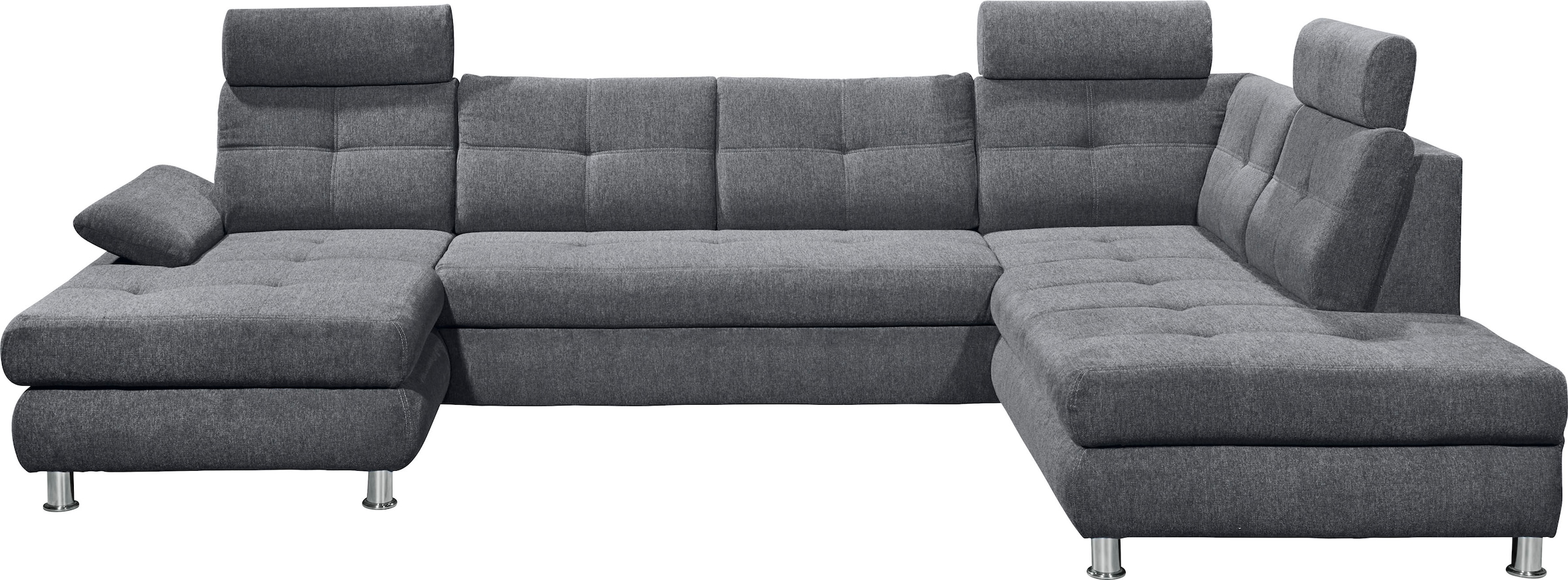 ED EXCITING DESIGN Wohnlandschaft »Alba U-Form«, mit Bettfunktion, Bettkasten, Armteilverstellung & Kopfstützen