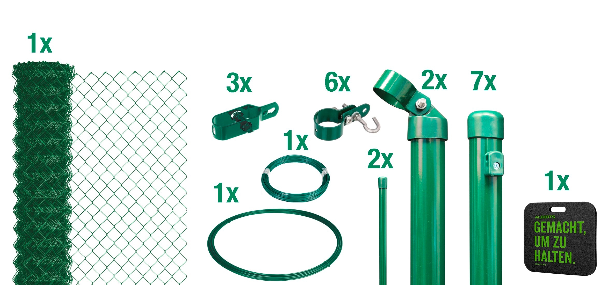 ALBERTS Maschendrahtzaun Höhe: 80 - 200 cm, Gesamtlänge: 15 - 100 m, zum Einbetonieren grün
