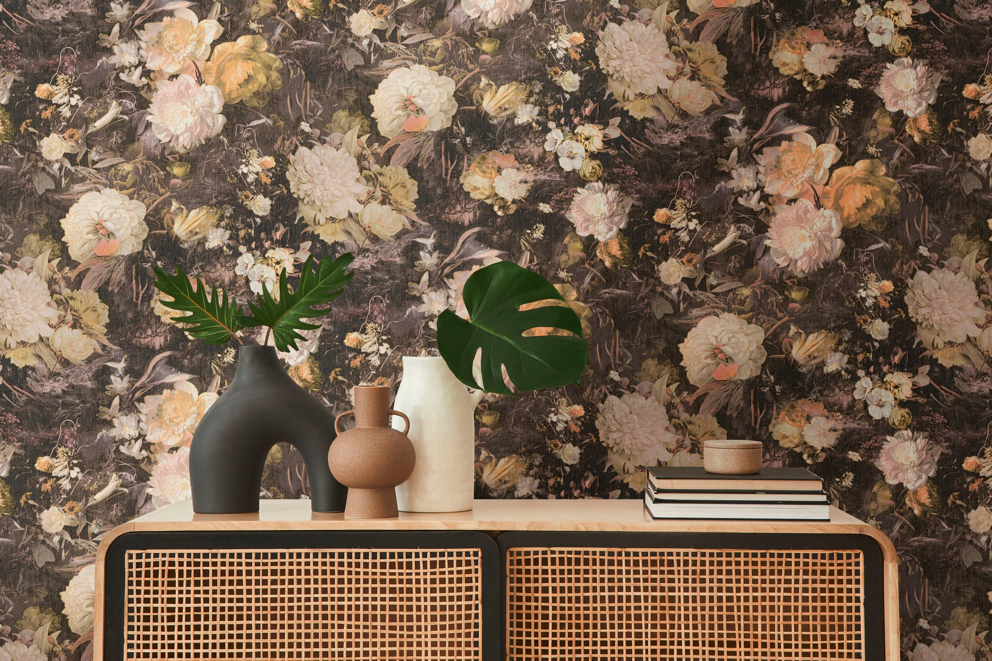 A.S. Création Vliestapete »THE BOS Blumentapete Floral«, leicht glänzend-gemustert-abstrakt, Blumenwand Tapeten Wohnzimmer Schlafzimmer Küche modern Design Optik