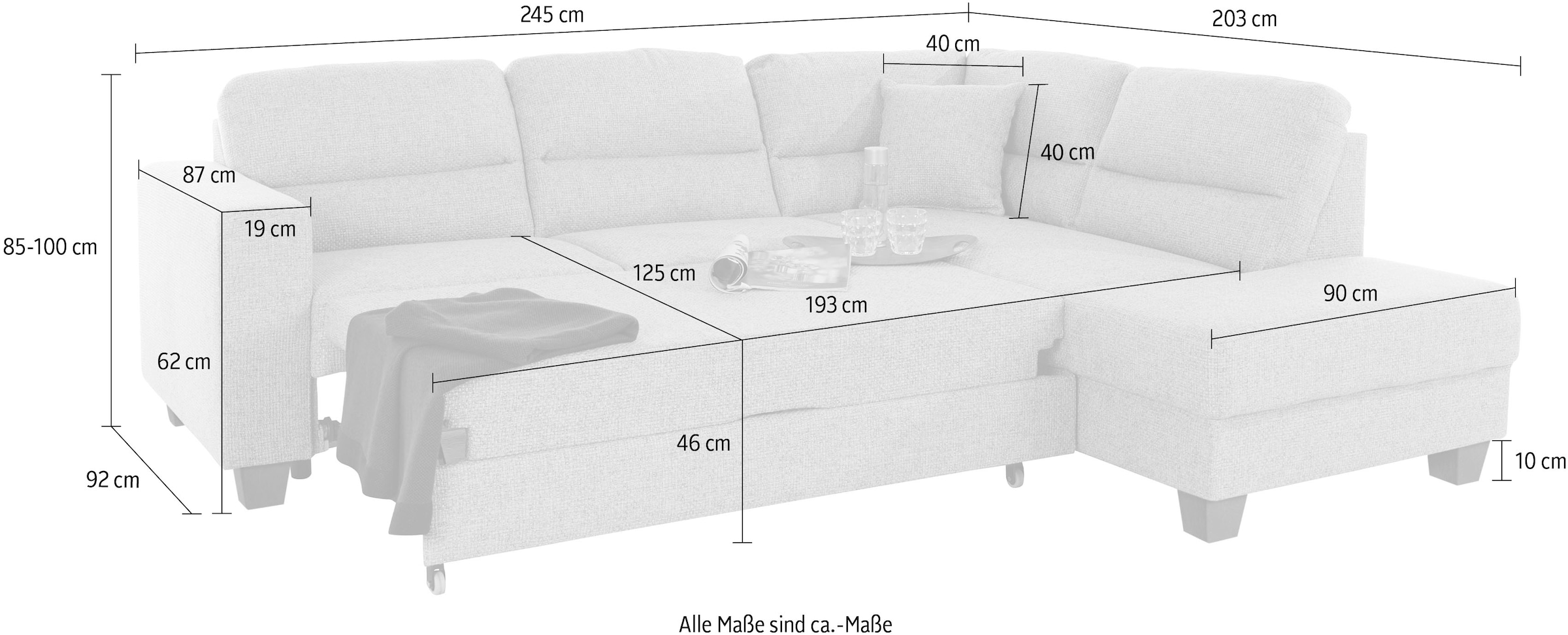 TRENDMANUFAKTUR Ecksofa »Chamber, zeitlos & elegant, bequem, L-Form«, inklusive einer Kopfstütze, wahlweise mit Schlaffunktion
