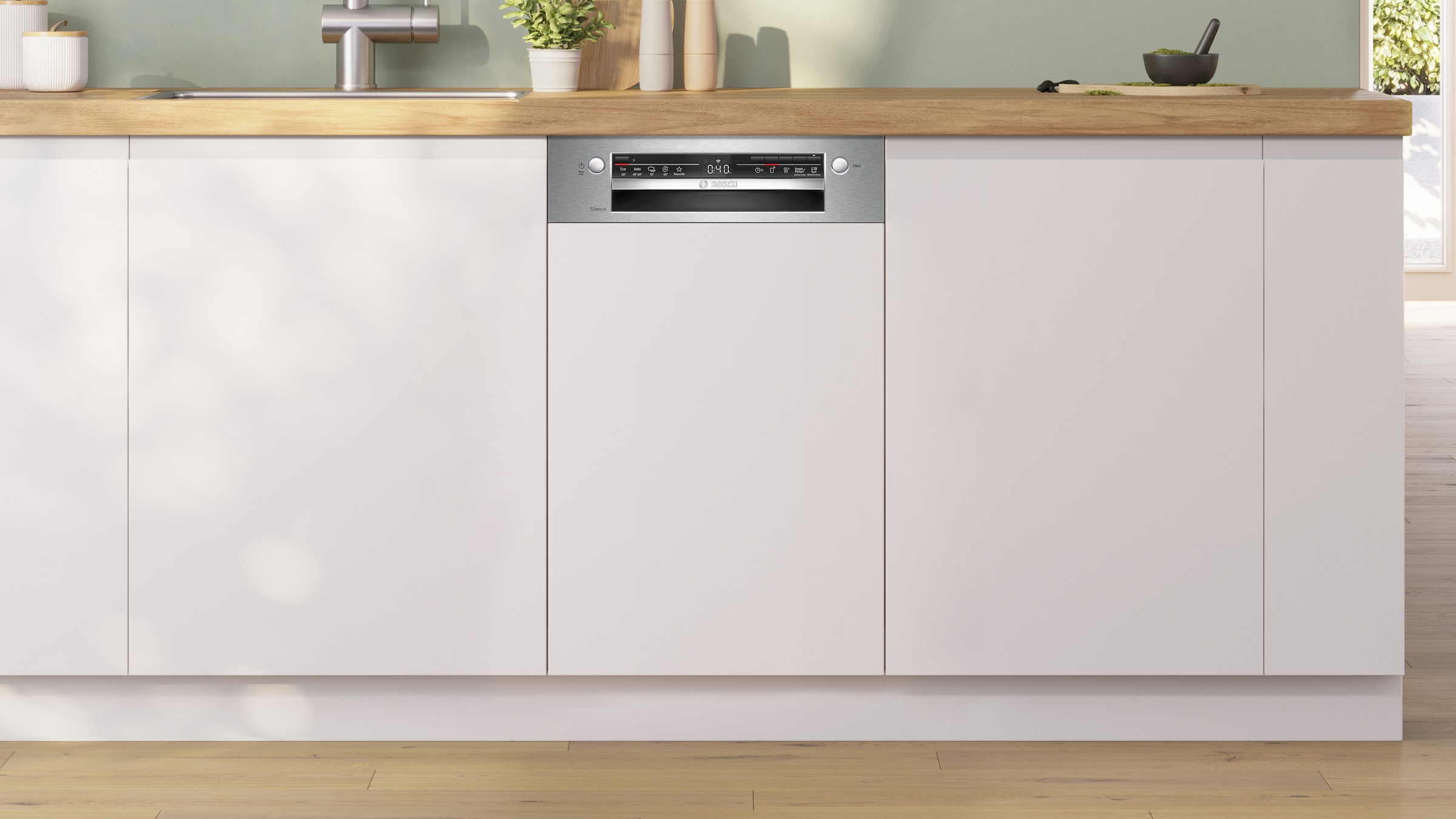 BOSCH teilintegrierbarer Geschirrspüler Serie 2 »SPI2HKS02E« 10 tlg. Maßgedecke Extra Dry für gründliches Trocknen und höhenverstellbarer Oberkorb