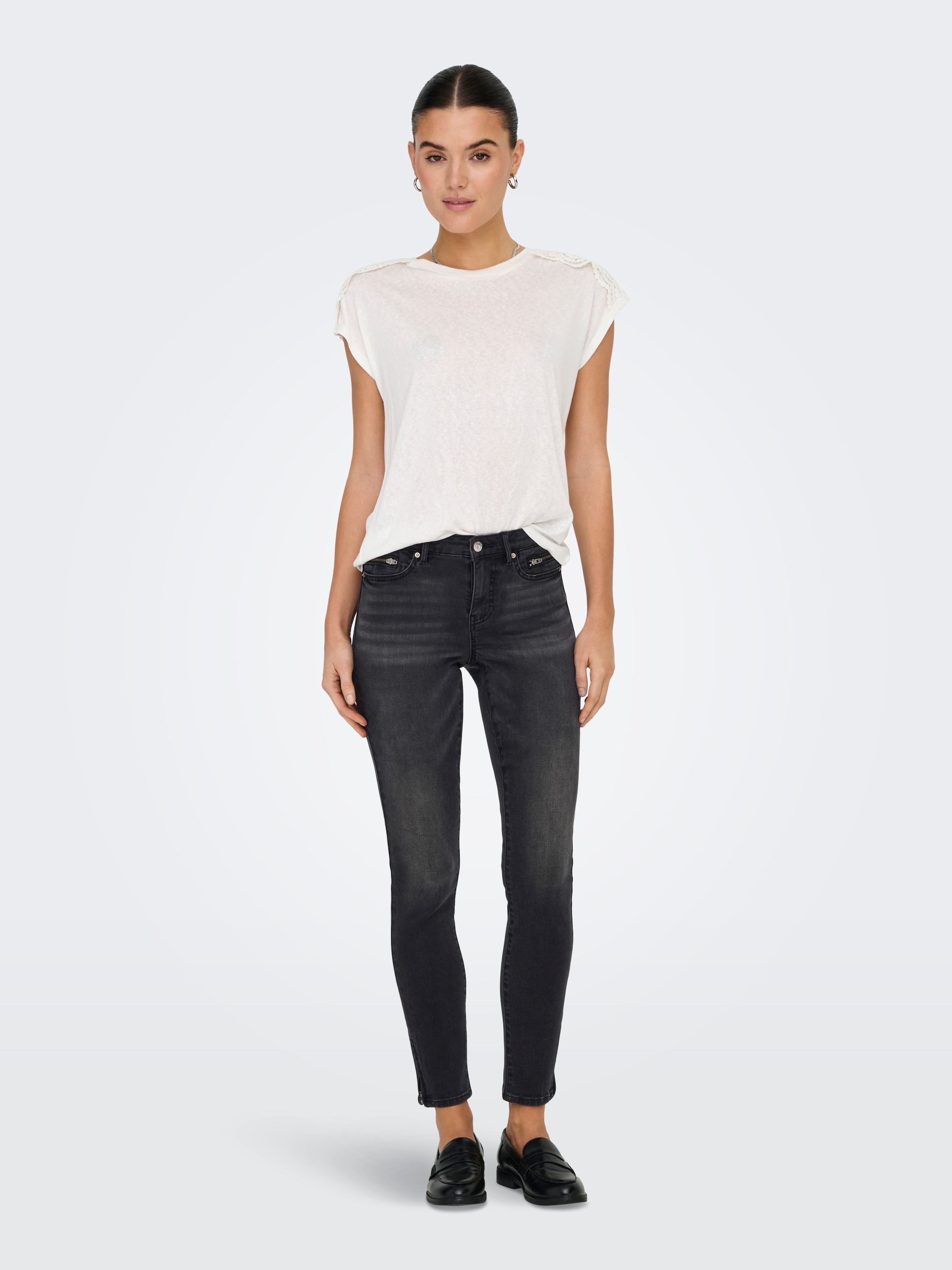 ONLY Skinny-fit-Jeans »ONLWAUW MW ZIP SK ANK DNM BOX«