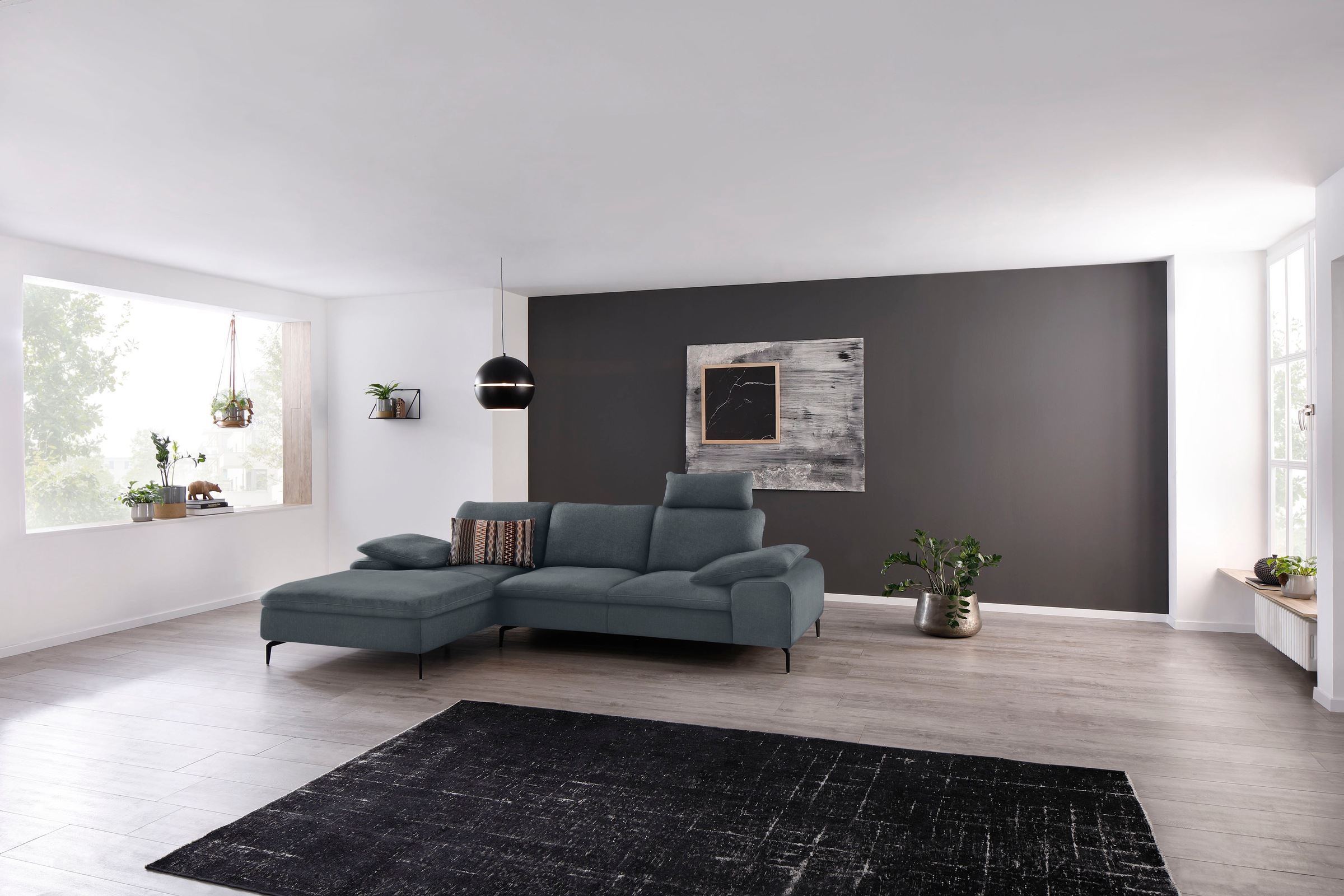 W.SCHILLIG Ecksofa »valentinoo, Designsofa, bequem, elegant und zeitlos, L-Form«, (Set), inklusive Hocker, mit Sitztiefenverstellung, Breite 299 cm
