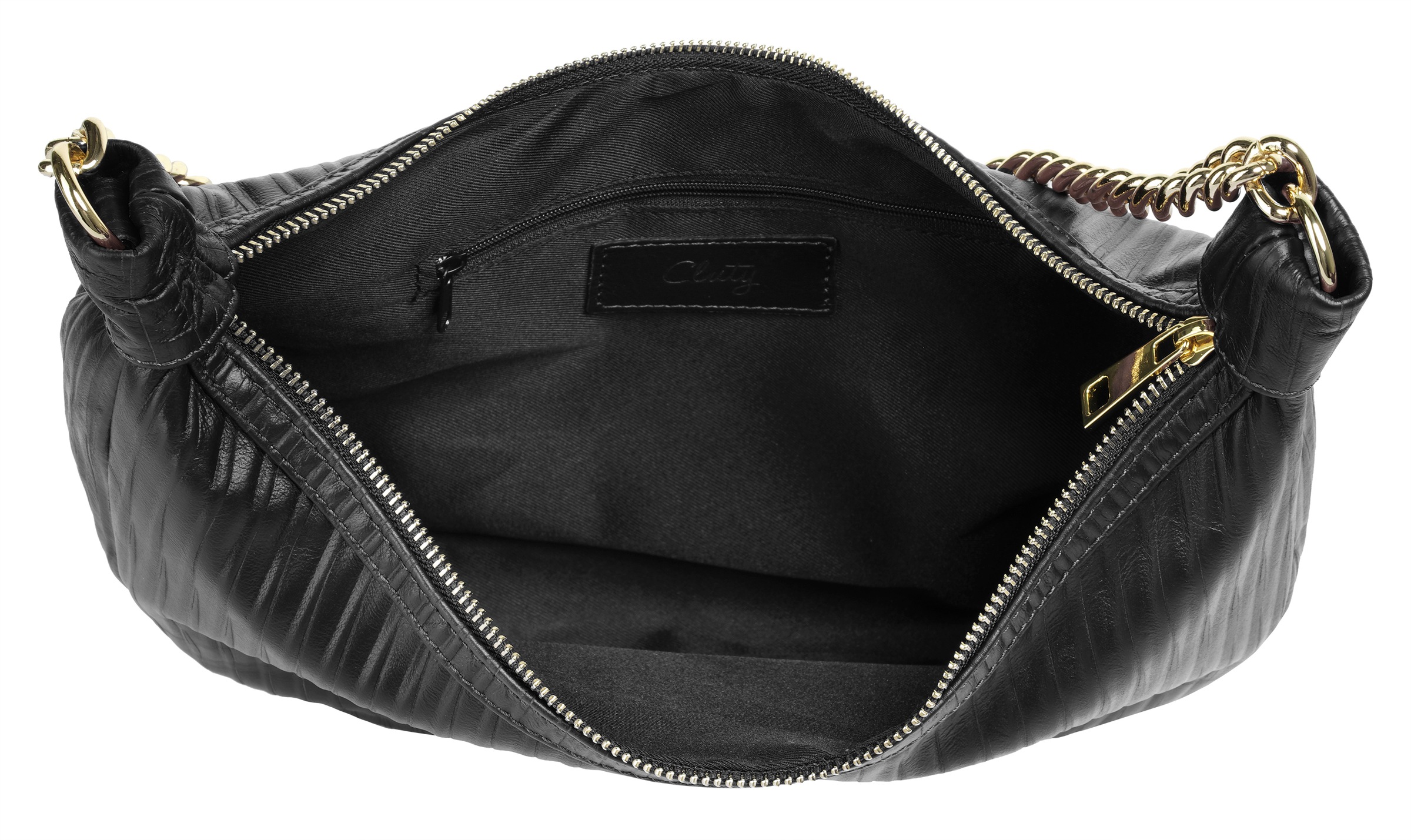 Cluty Umhängetasche, echt Leder, Made in Italy