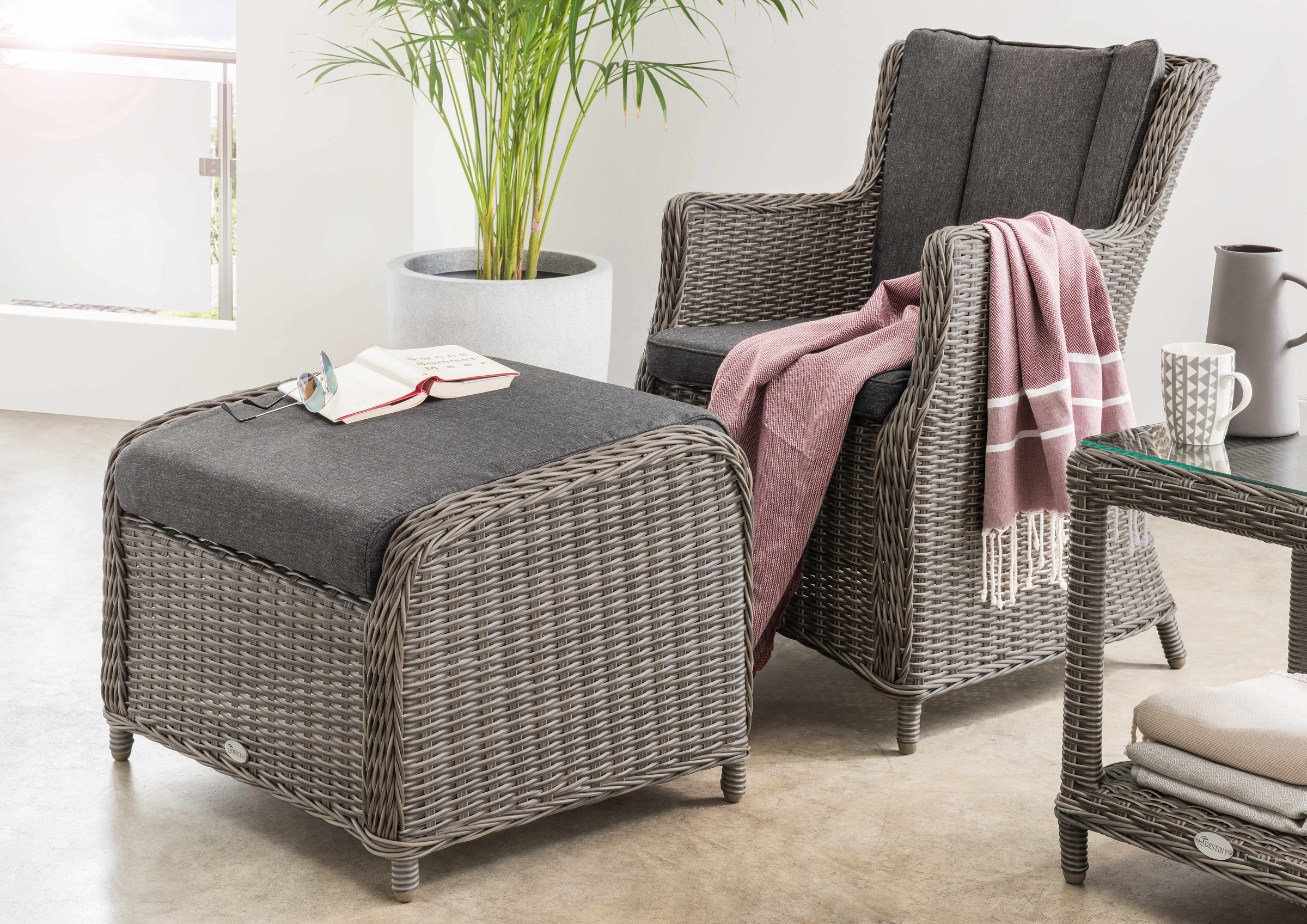 Destiny Balkonset »Luna Casa« Set, 6 Stk. tlg. bestehend aus 1x Sessel, 1xF günstig online kaufen
