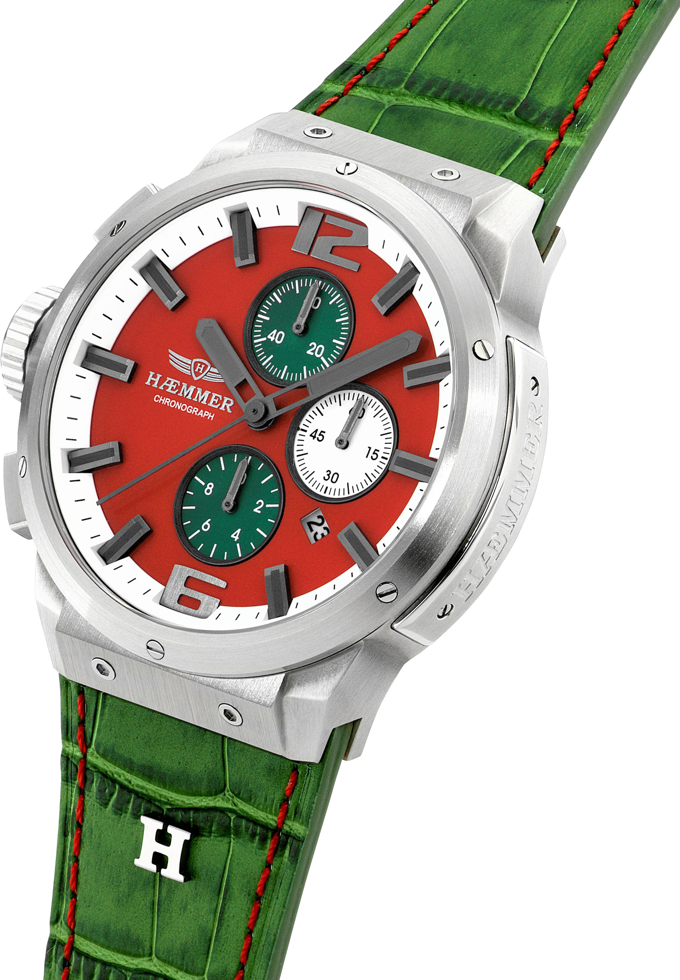 HAEMMER GERMANY Chronograph »CHALLANGER«, Quarzuhr, Herrenuhr, Datum, Stoppfunktion, Saphirglas, Lederarmband
