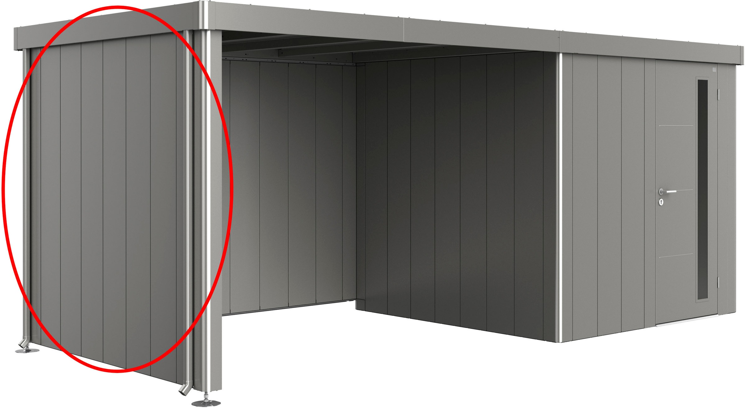 BIOHORT Gerätehaus-Seitenwand für Seitendach von Neo 2A-2D quarzgrau-metallic